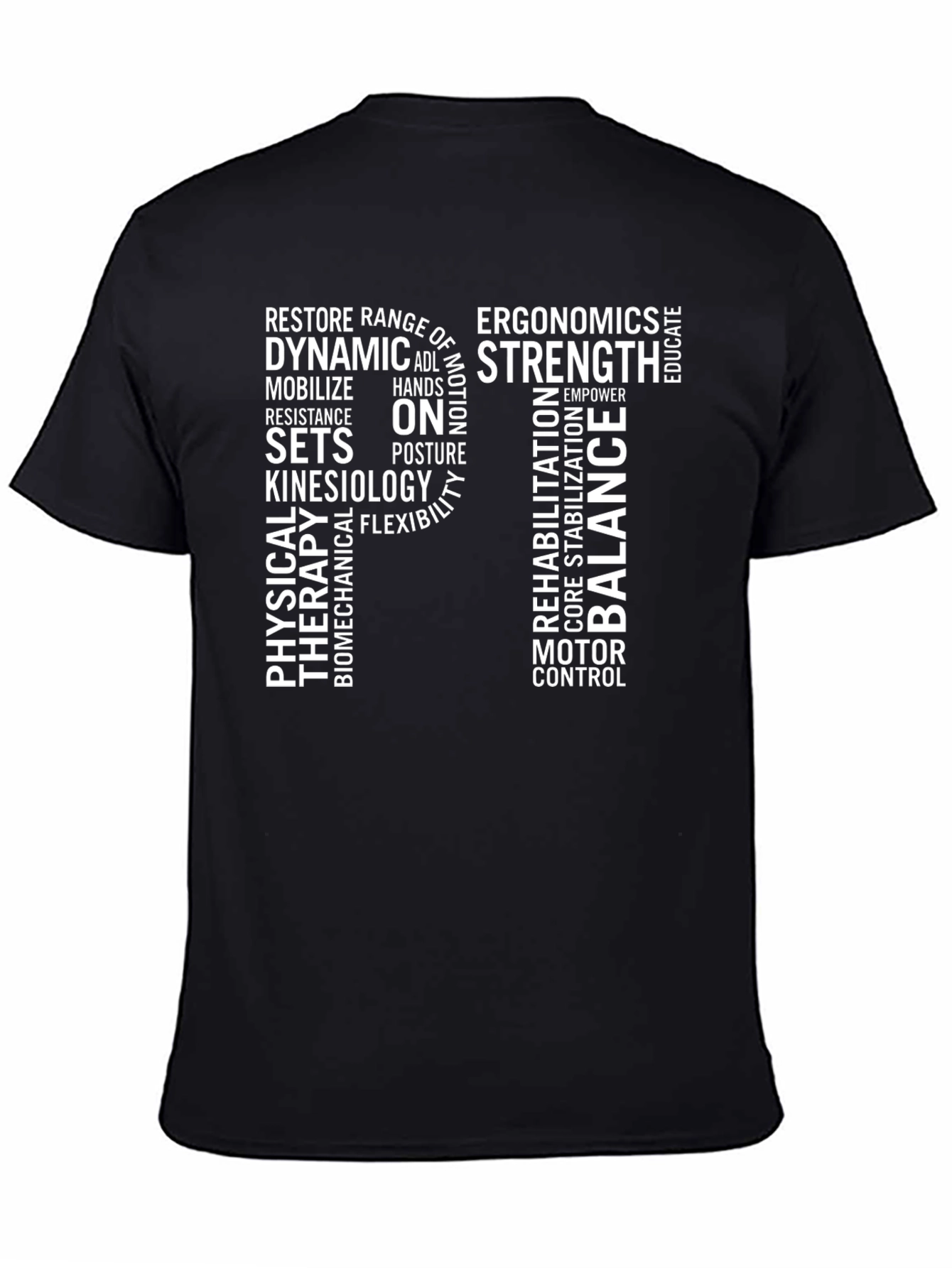 Physical Therapy Word Cloud T-Shirt - Black