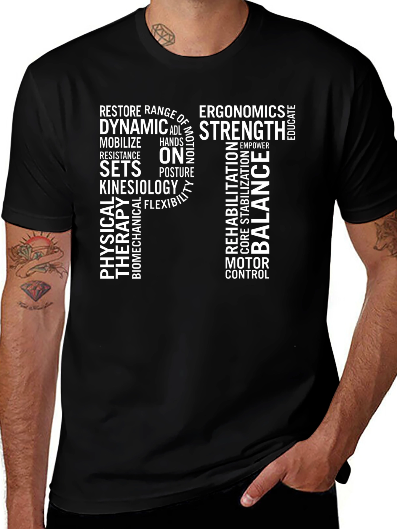 Physical Therapy Word Cloud T-Shirt - Black