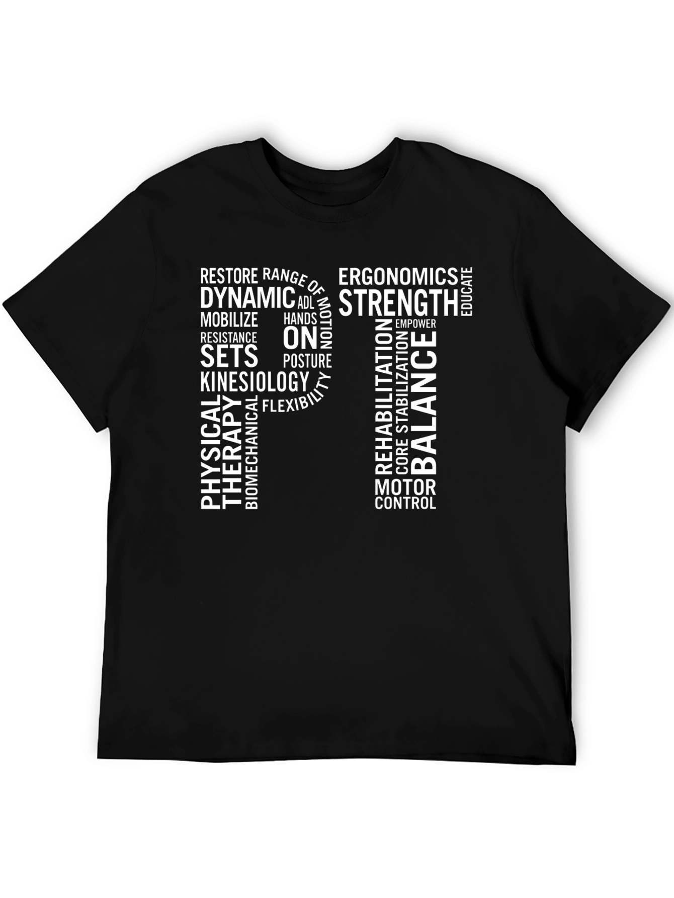 Physical Therapy Word Cloud T-Shirt - Black