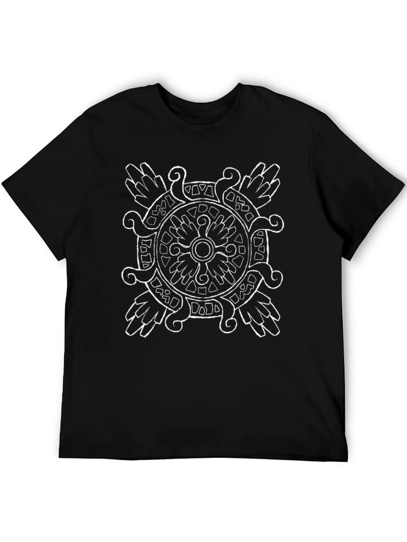 Aztec Calendar Graphic Print Black T-Shirt