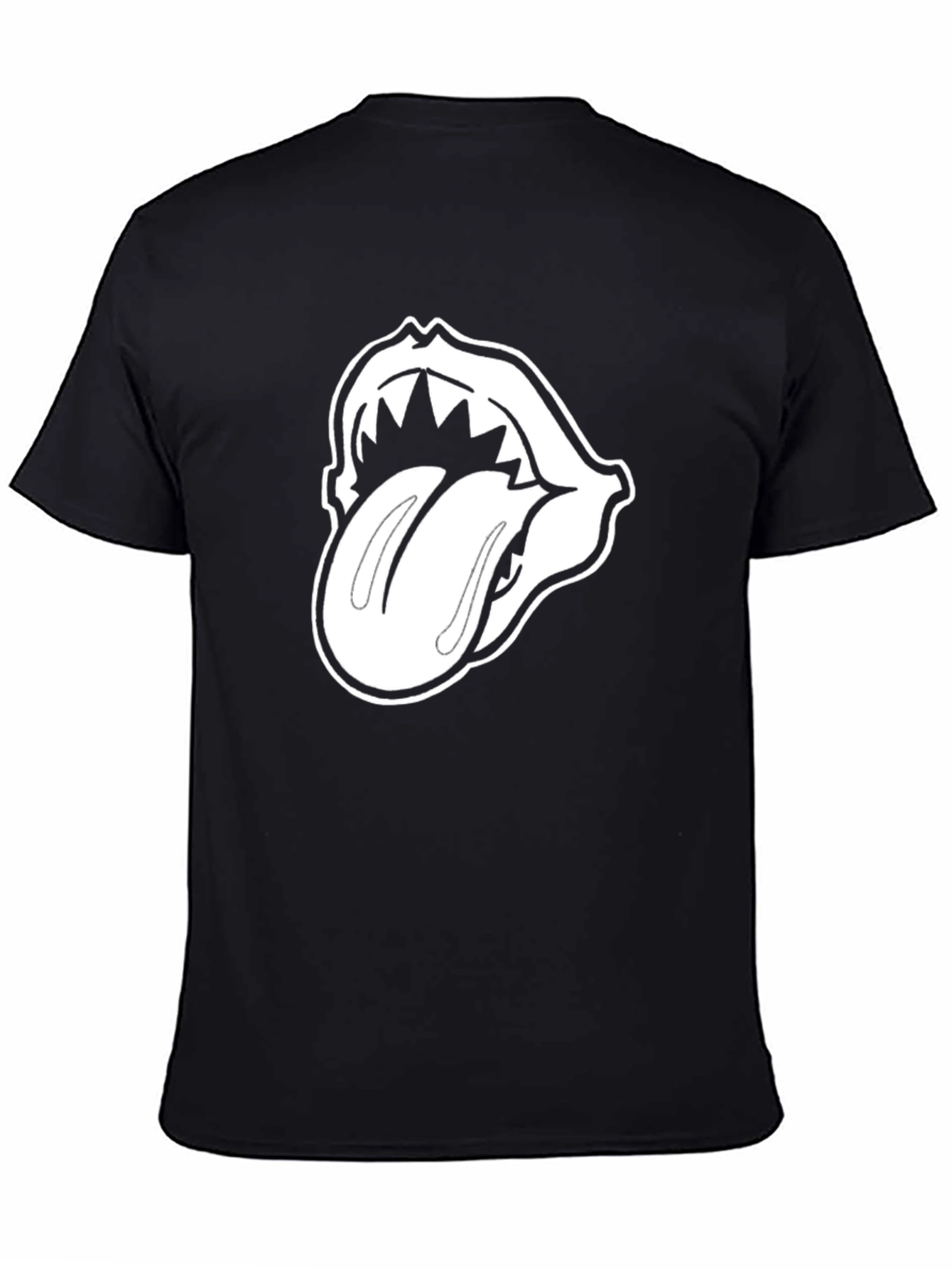 Black T-Shirt with White Tongue Graphic