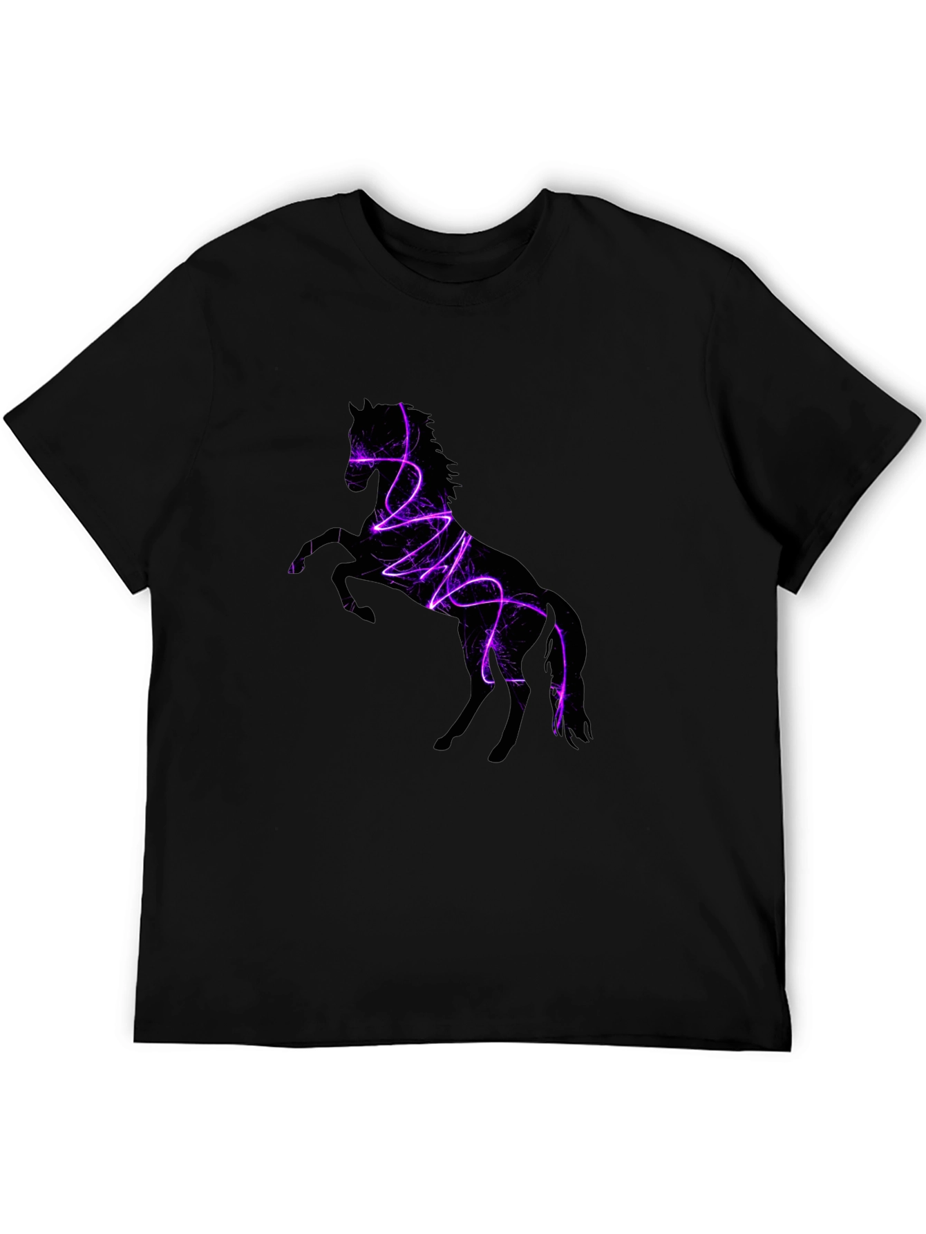 Horse Lightning Graphic Black T-Shirt