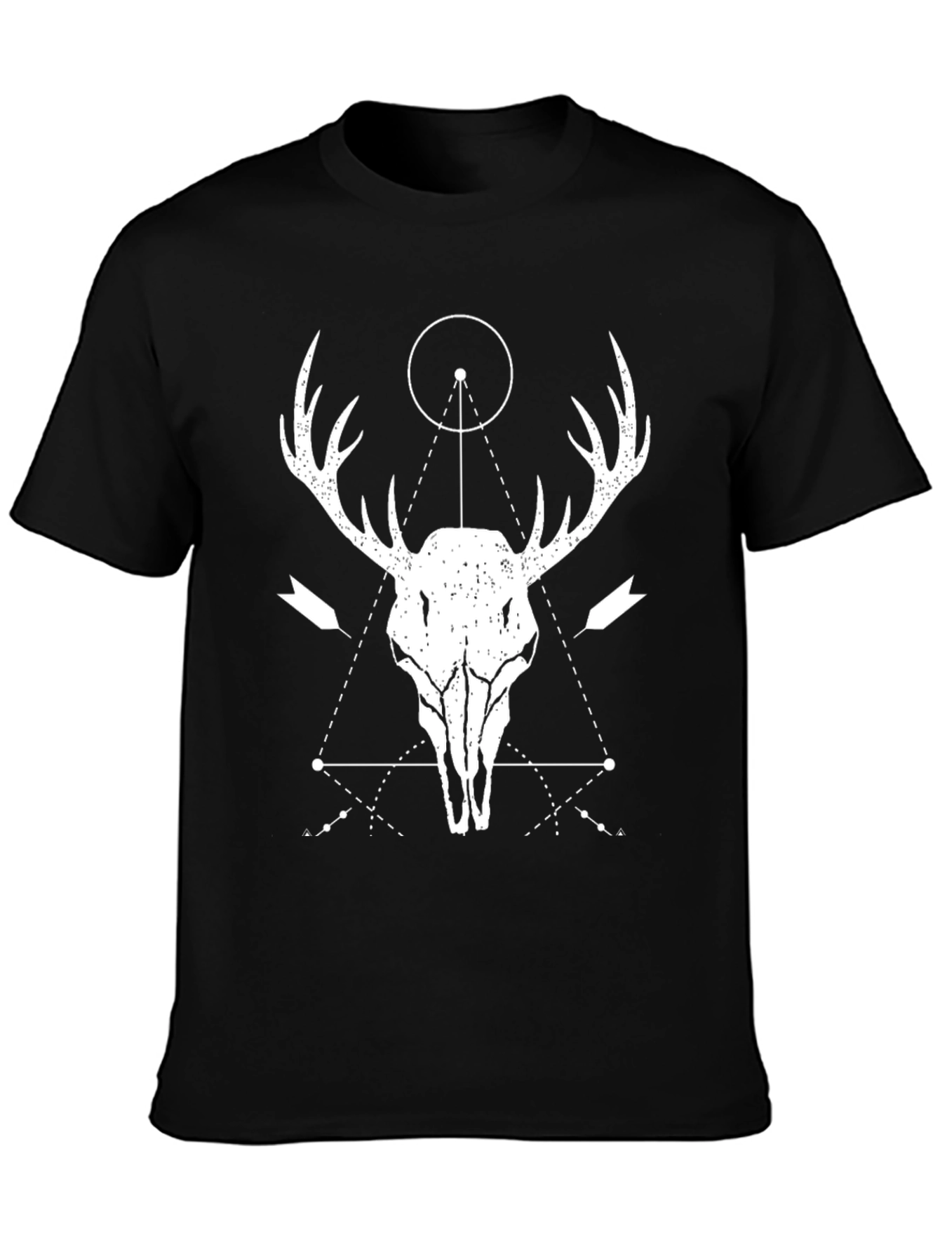 Geometric Deer Skull Graphic T-Shirt