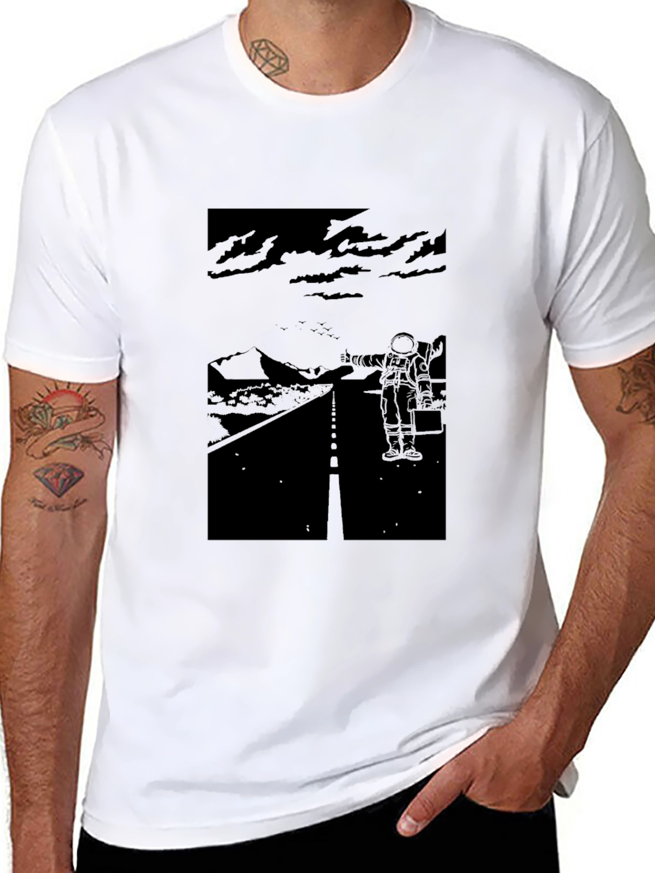 Astronaut Road Trip Graphic Tee - Black