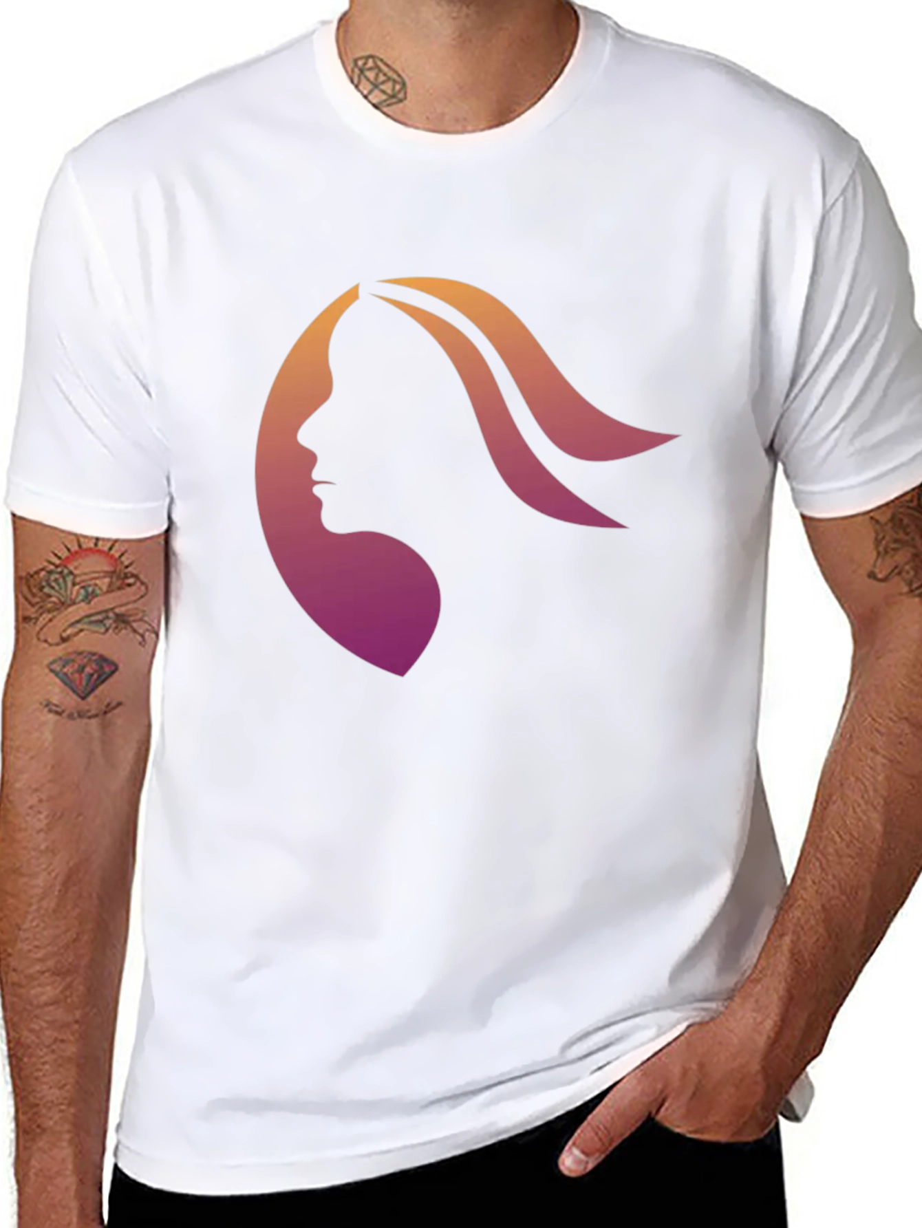 Stylish Woman Silhouette Graphic Tee - Black