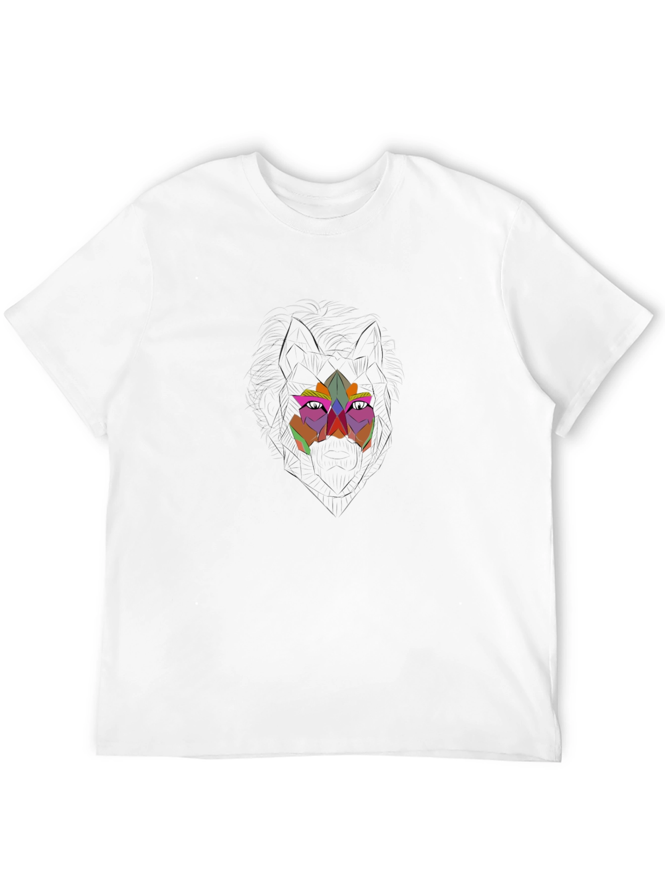 Geometric Wolf Graphic Black T-Shirt