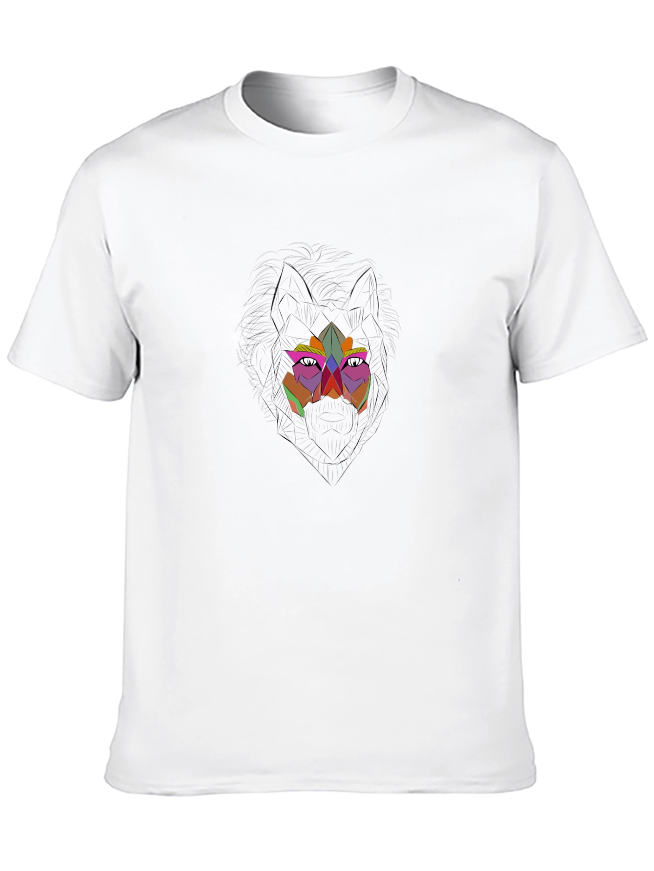 Geometric Wolf Graphic Black T-Shirt