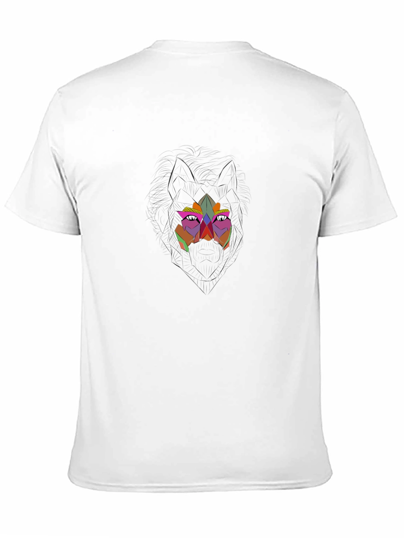 Geometric Wolf Graphic Black T-Shirt