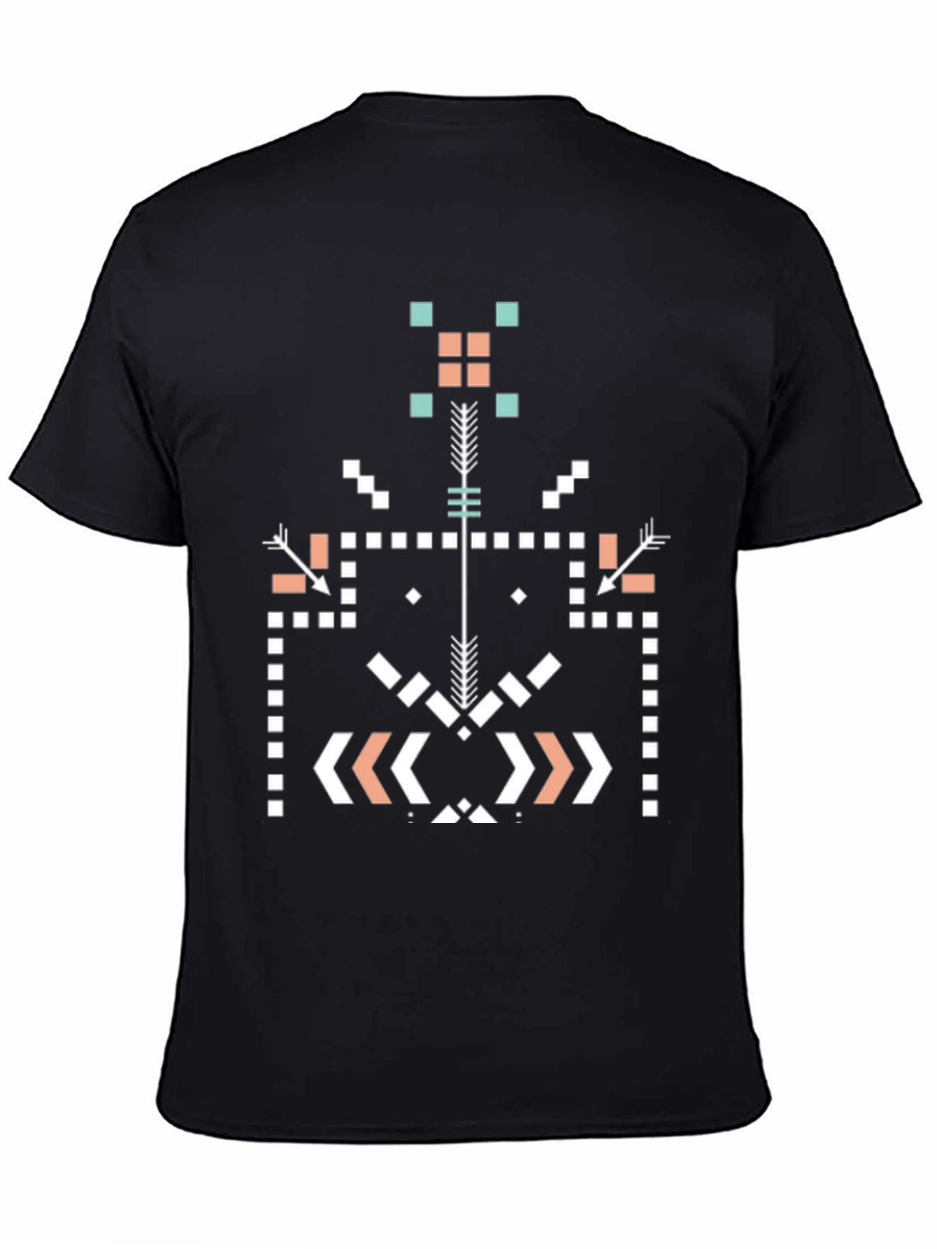 Geometric Tribal Pattern Black Tee