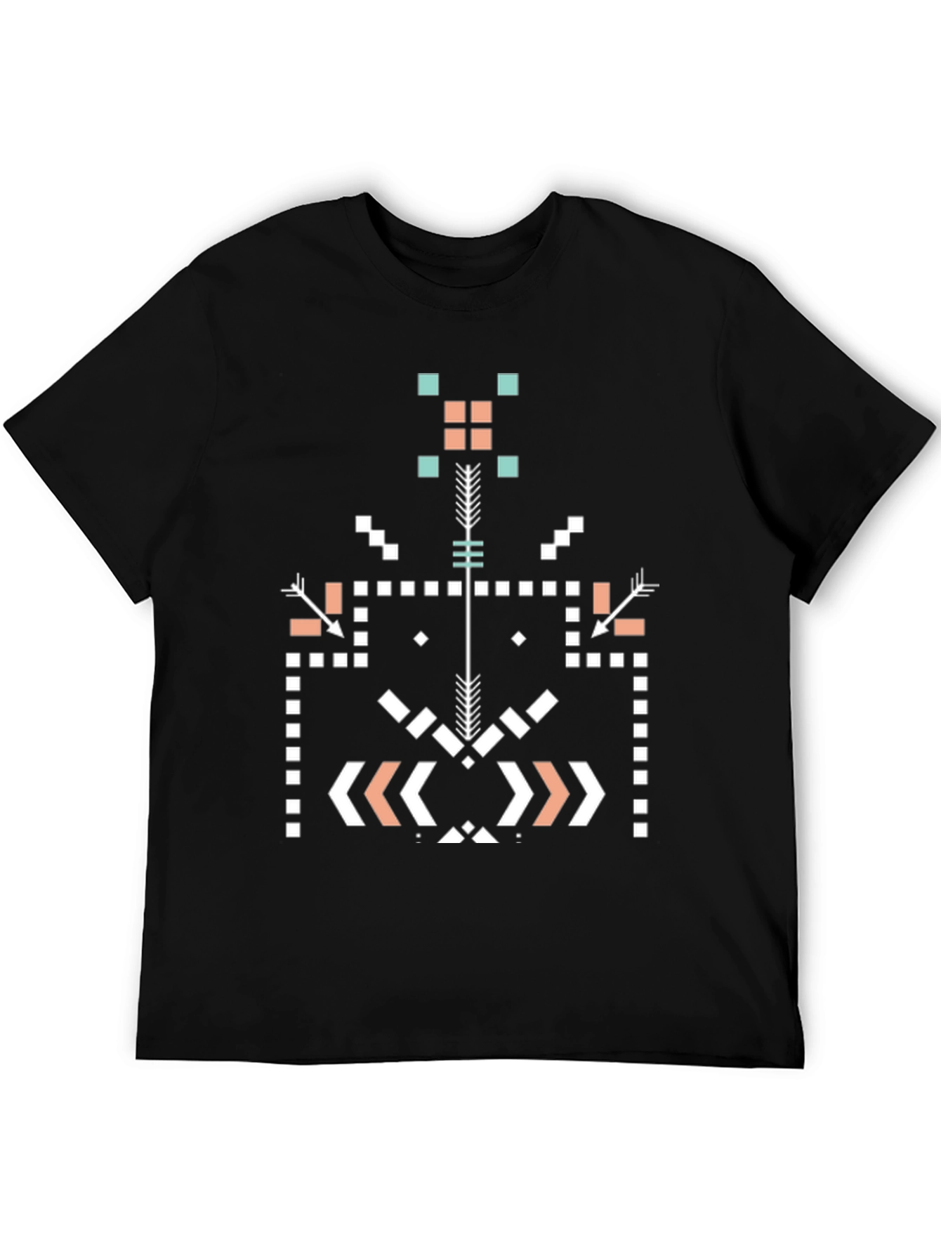 Geometric Tribal Pattern Black Tee