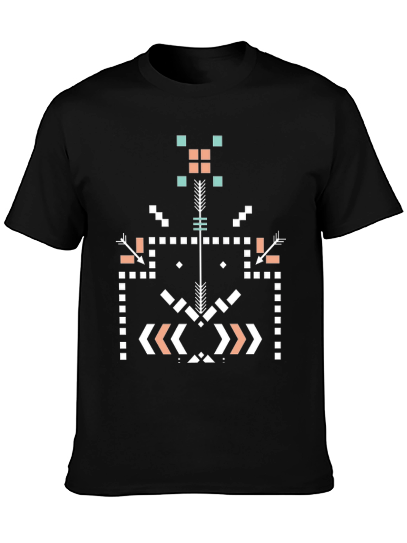 Geometric Tribal Pattern Black Tee