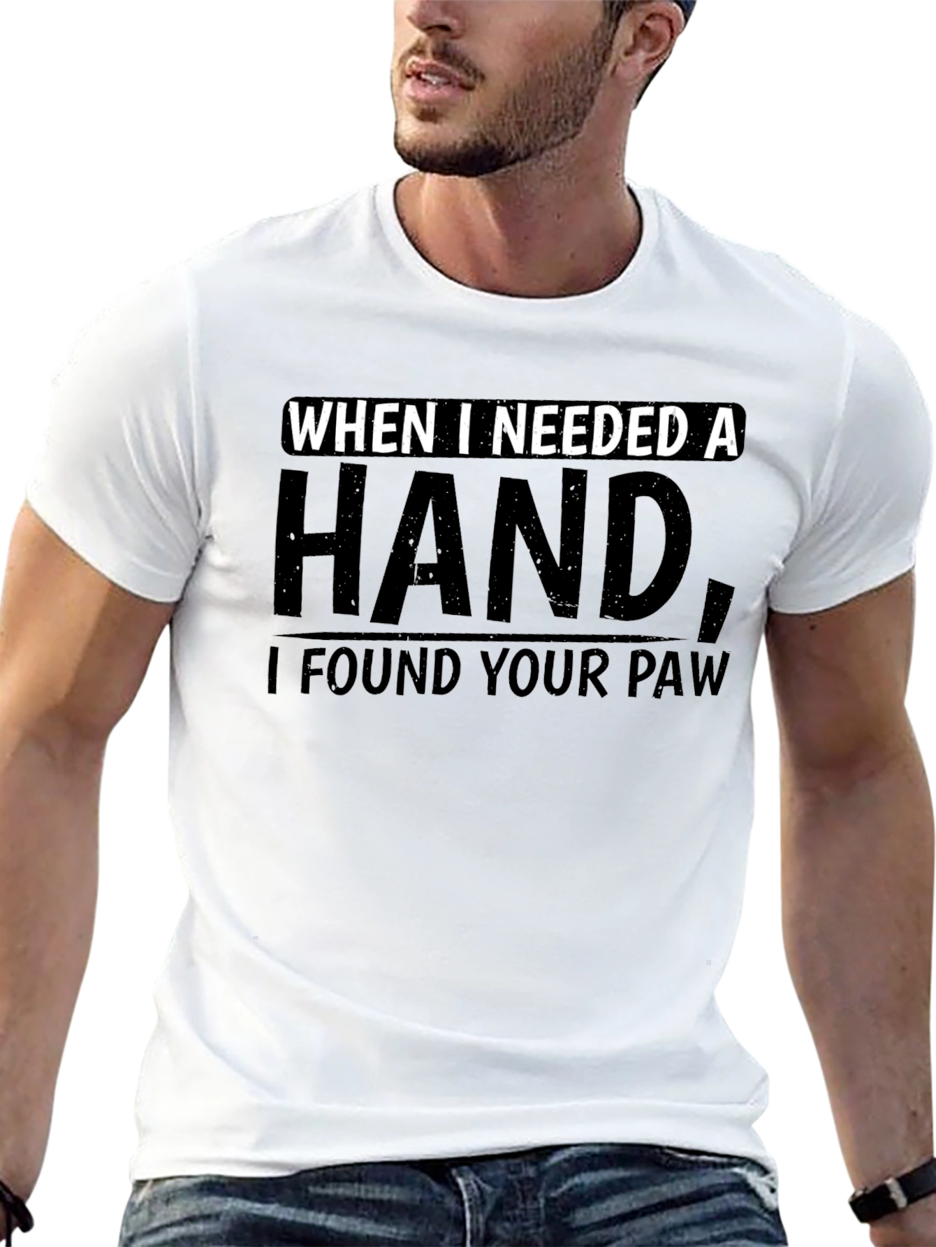 Paw Print Love Mens Black Graphic Tee