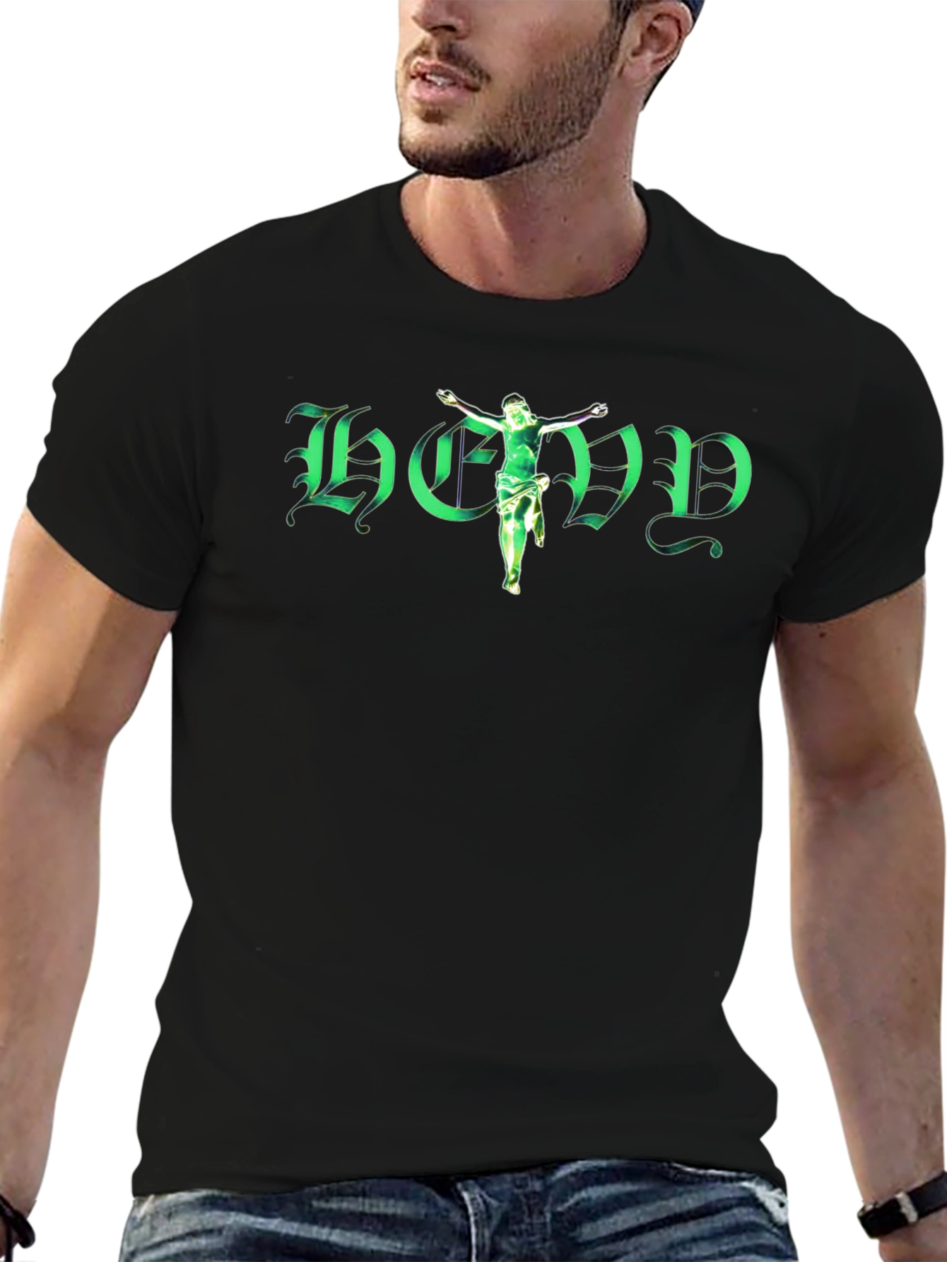 Bold Graphic Tee: God Green Design