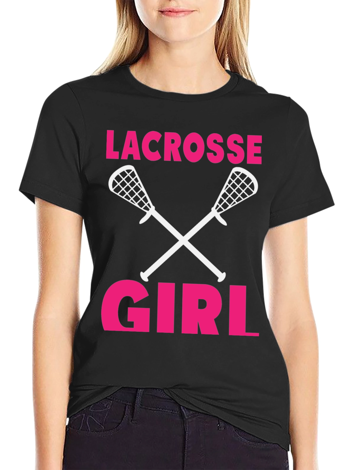 Lacrosse Girl T-Shirt - Crossed Sticks Design