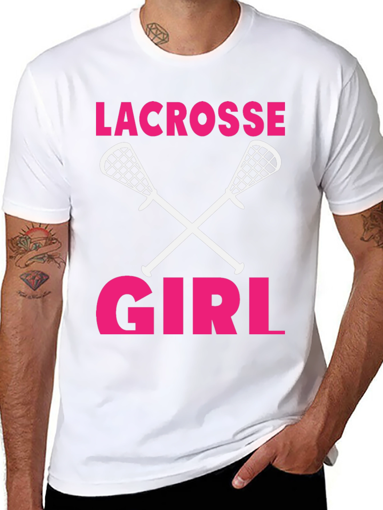 Lacrosse Girl T-Shirt - Crossed Sticks Design