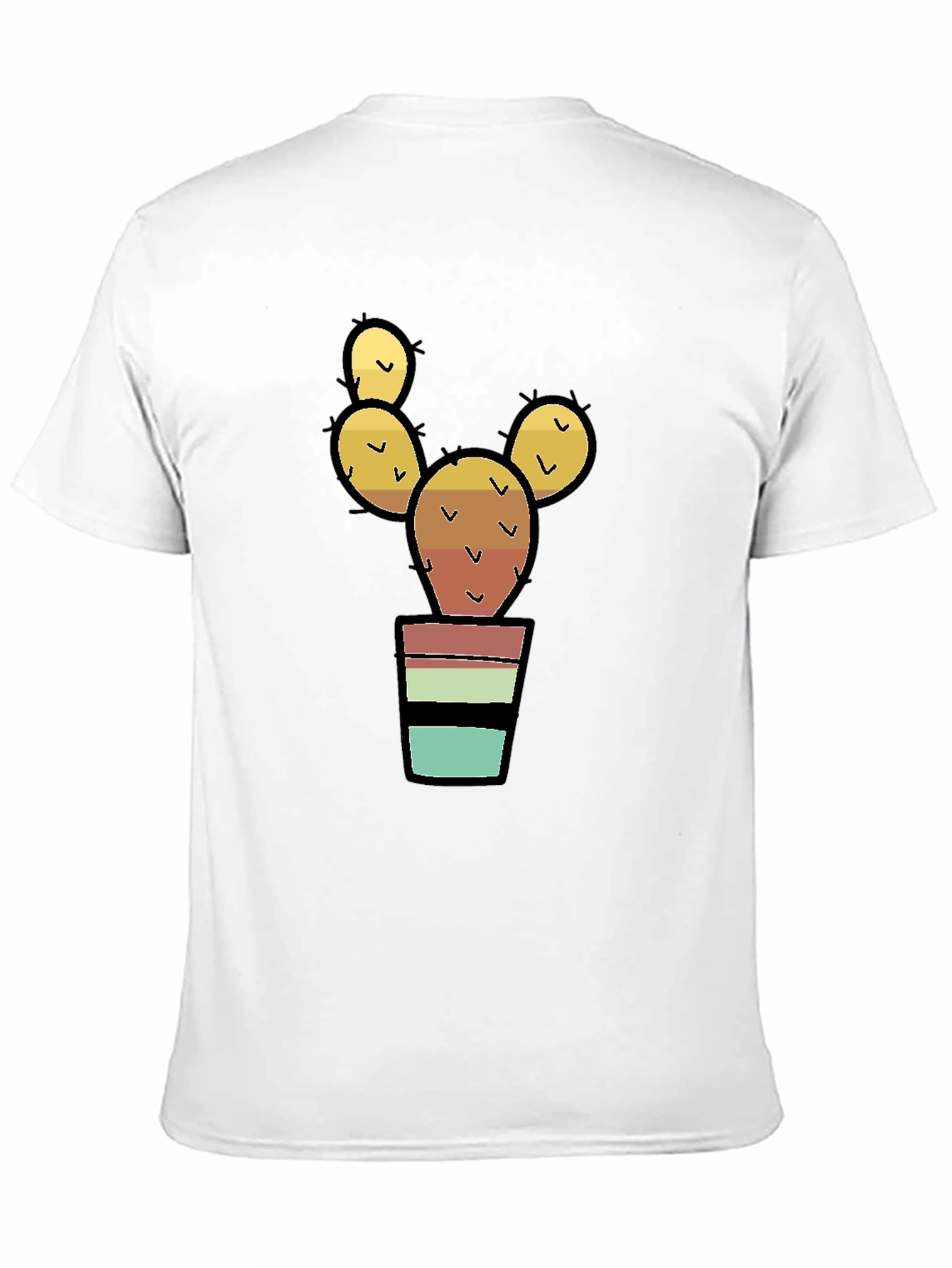 Cactus in Pot Graphic Print Black T-Shirt
