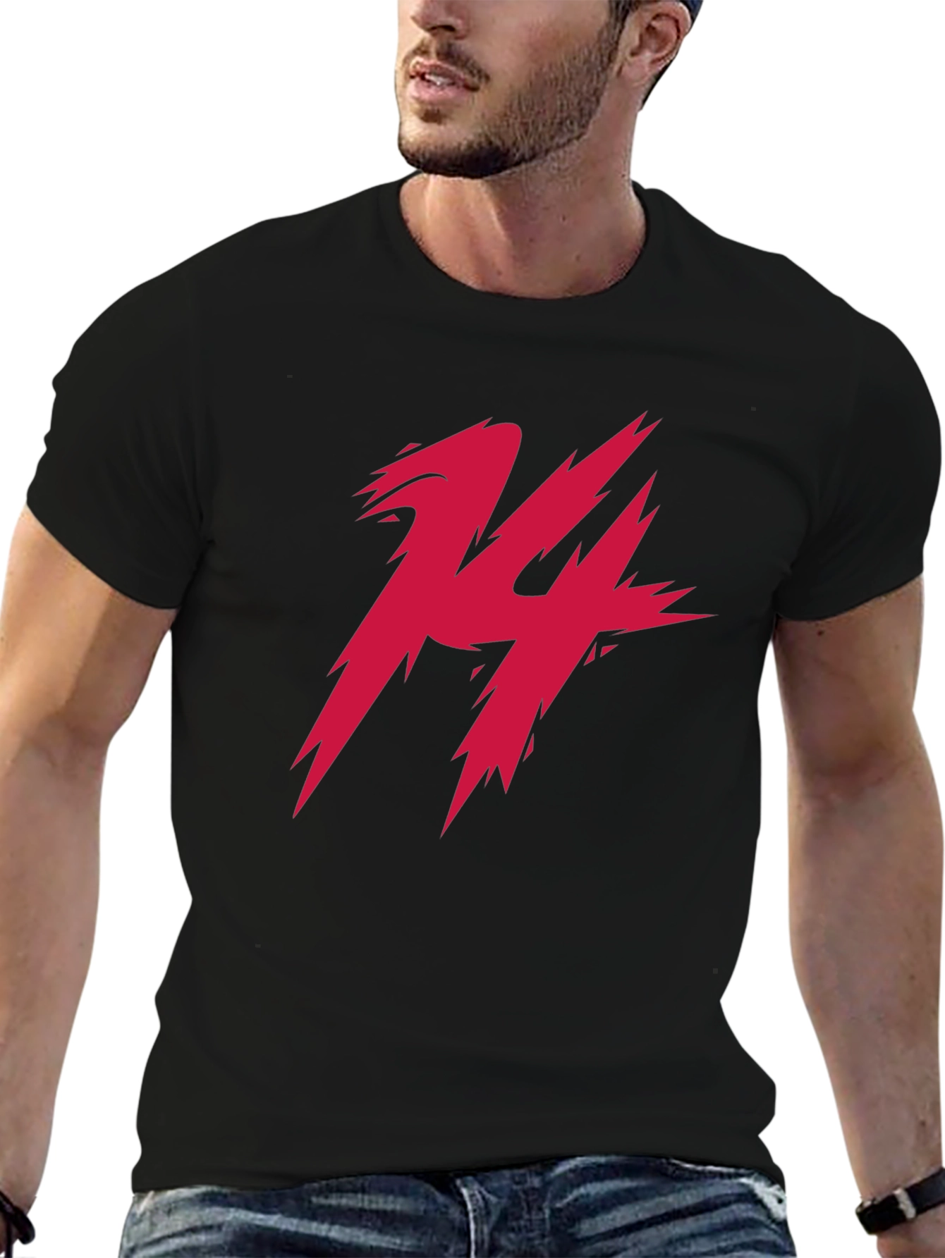 Edgy Red 14 Graphic Print Black Tee