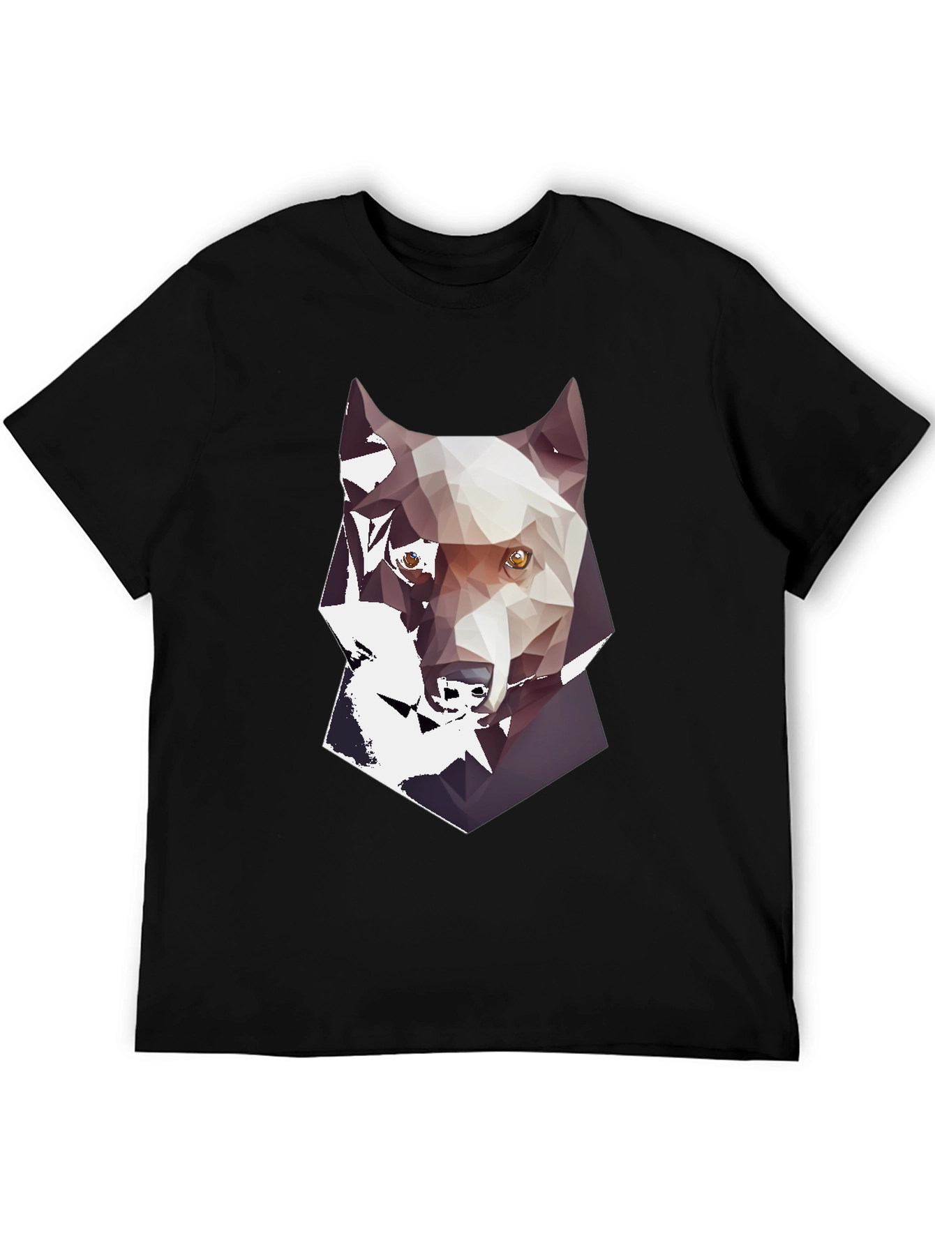 Geometric Wolf Graphic Print Mens Black T-Shirt