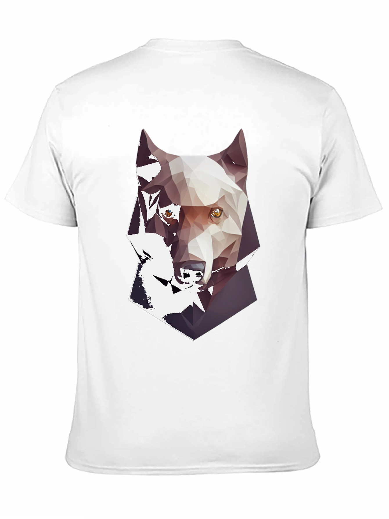 Geometric Wolf Graphic Print Mens Black T-Shirt