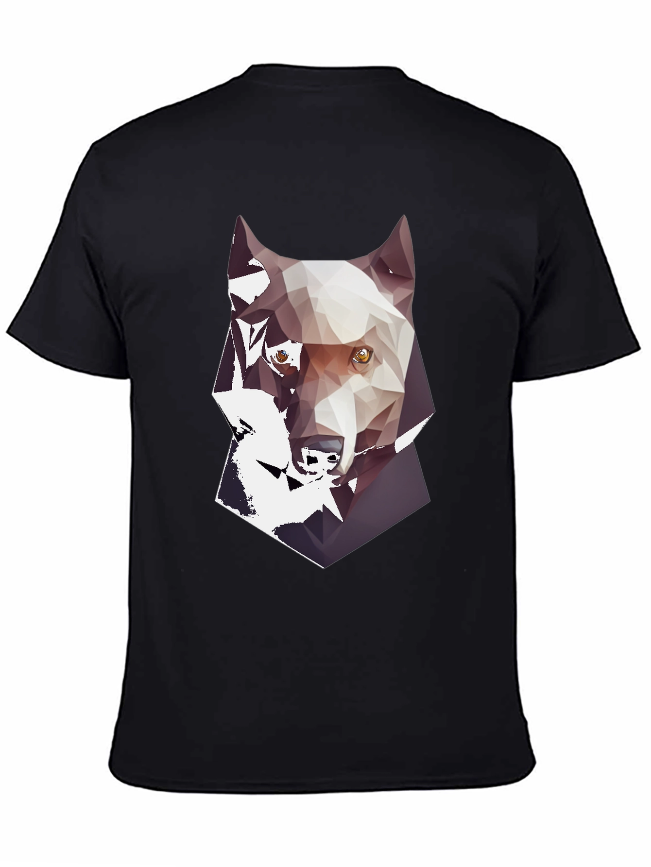 Geometric Wolf Graphic Print Mens Black T-Shirt