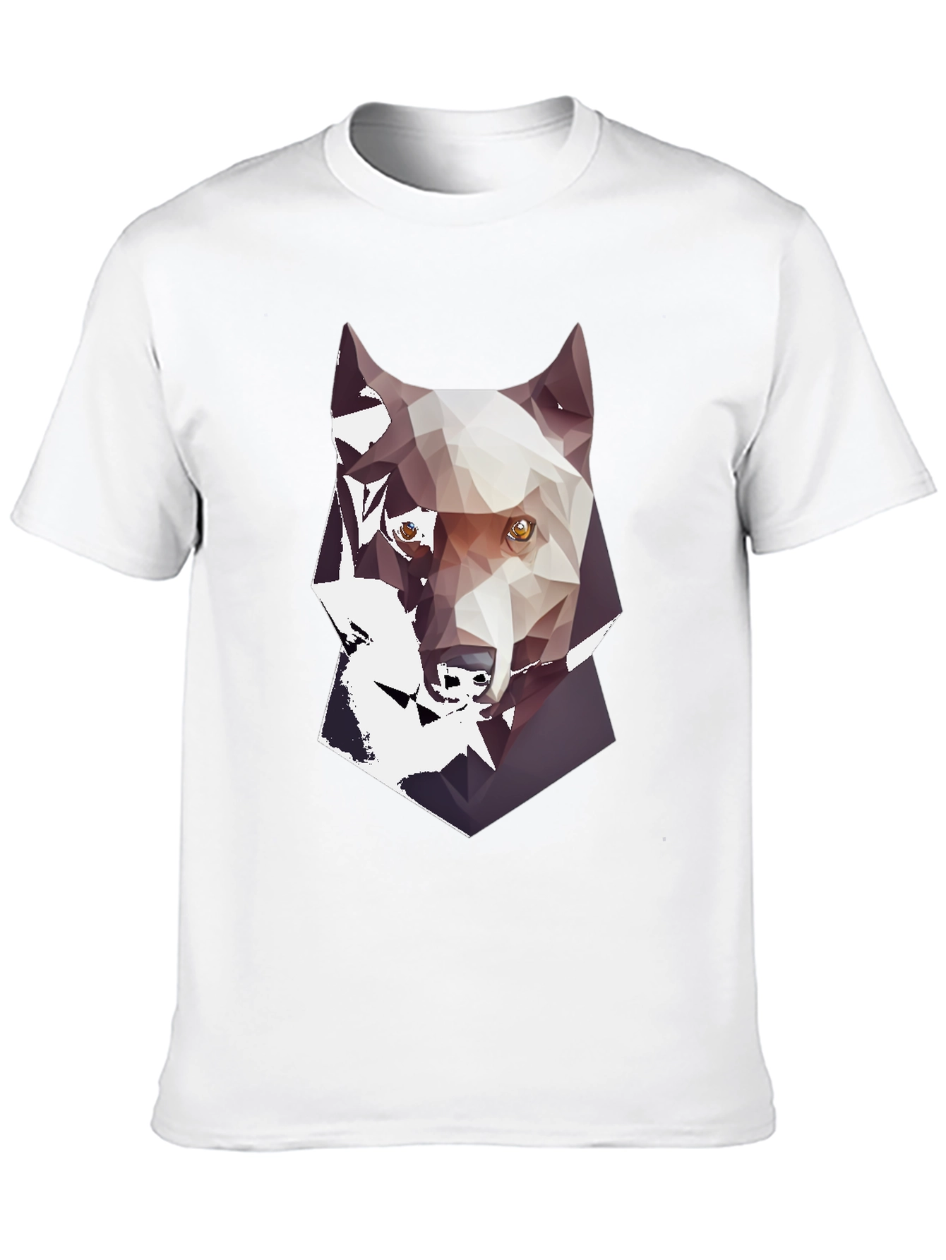 Geometric Wolf Graphic Print Mens Black T-Shirt
