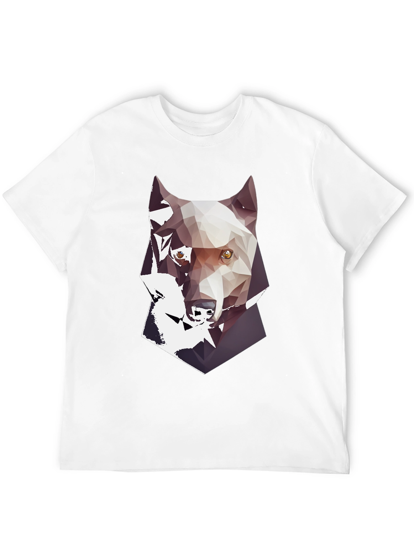 Geometric Wolf Graphic Print Mens Black T-Shirt