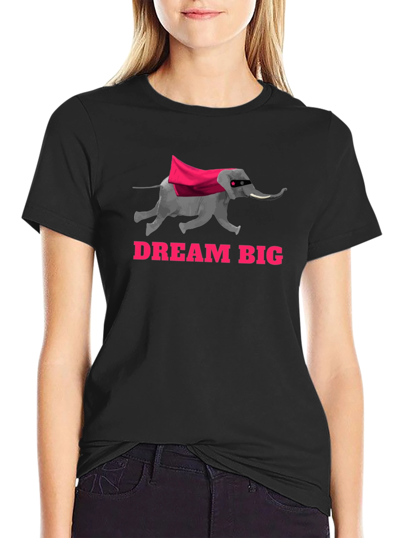 Dream Big Elephant Superhero Graphic T-Shirt