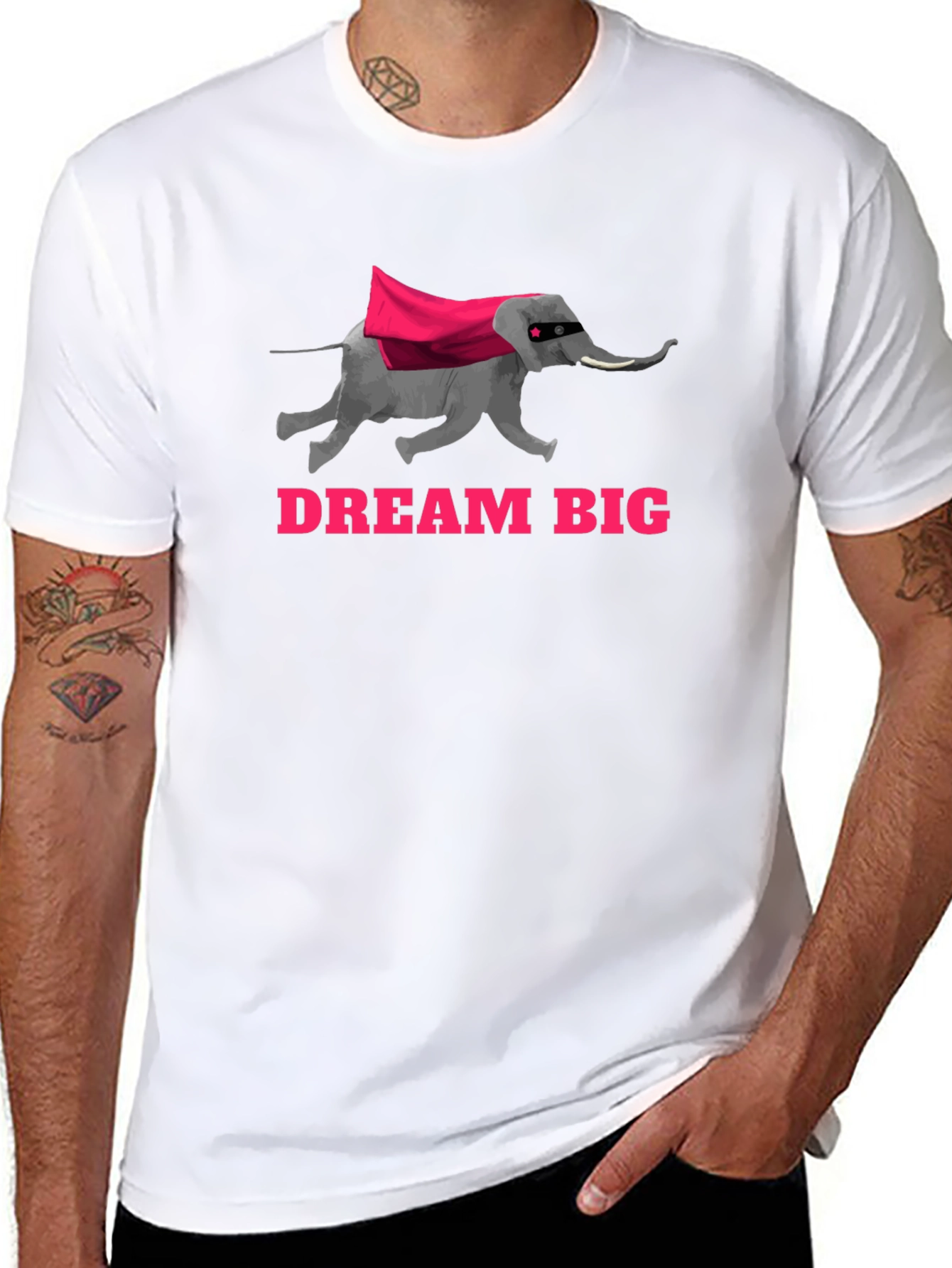 Dream Big Elephant Superhero Graphic T-Shirt