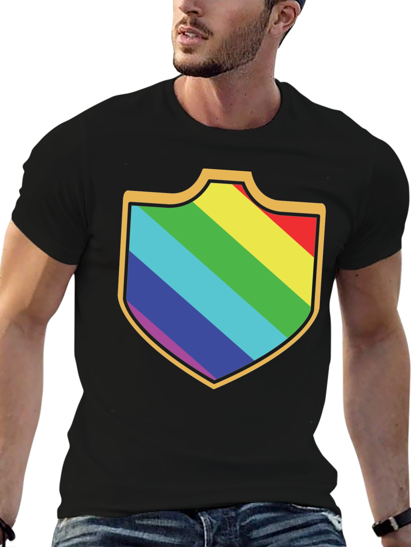 Rainbow Shield Graphic Tee - Black