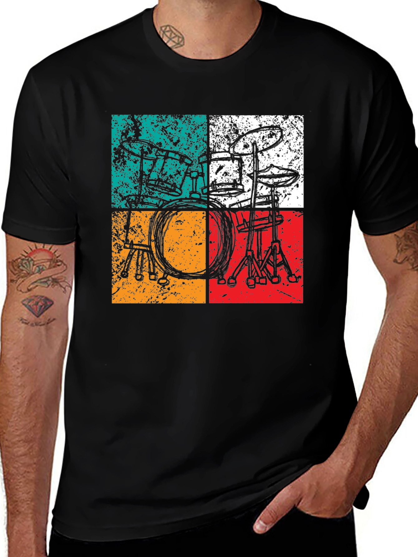 Retro Drum Set Graphic Tee