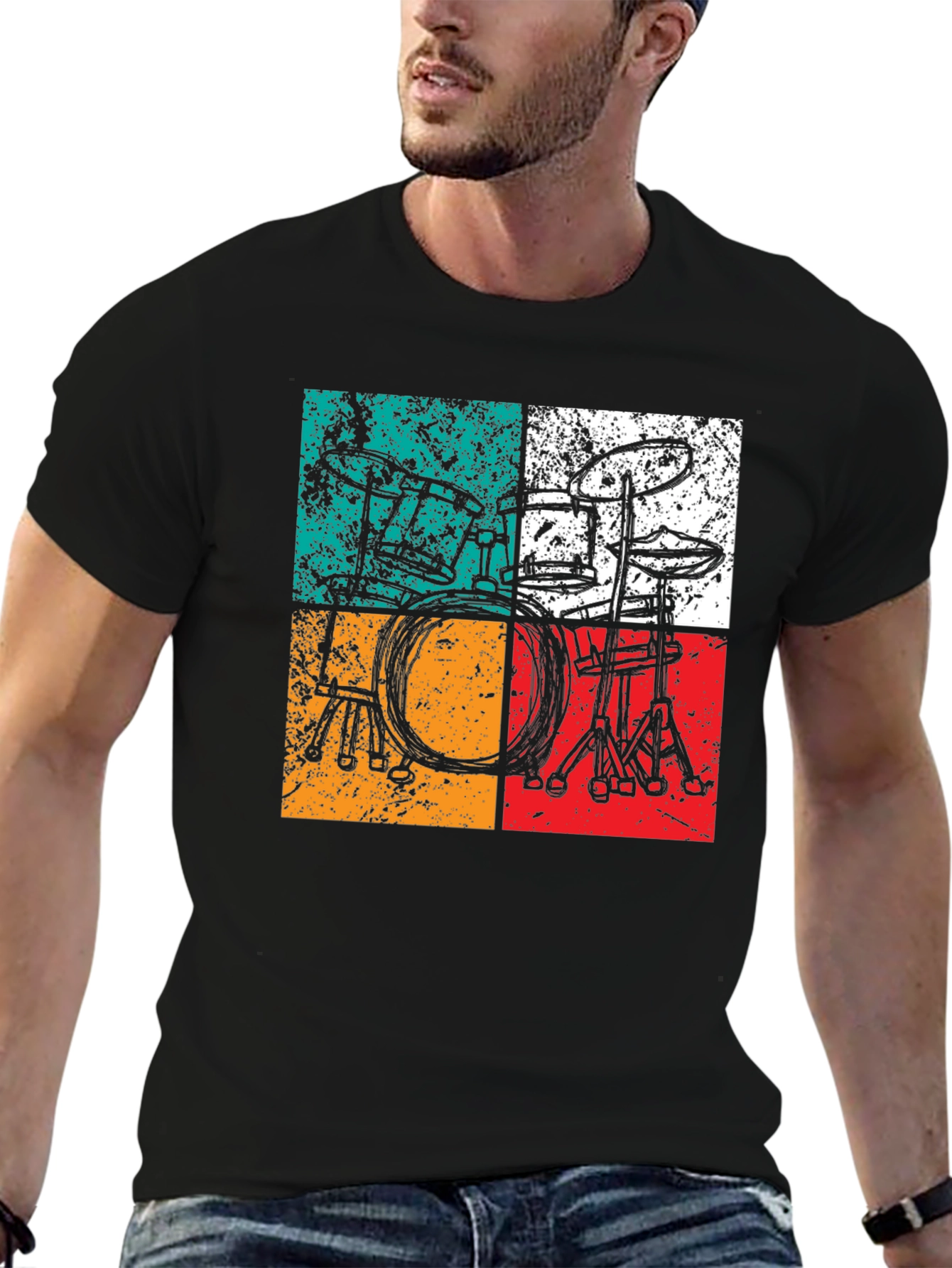Retro Drum Set Graphic Tee
