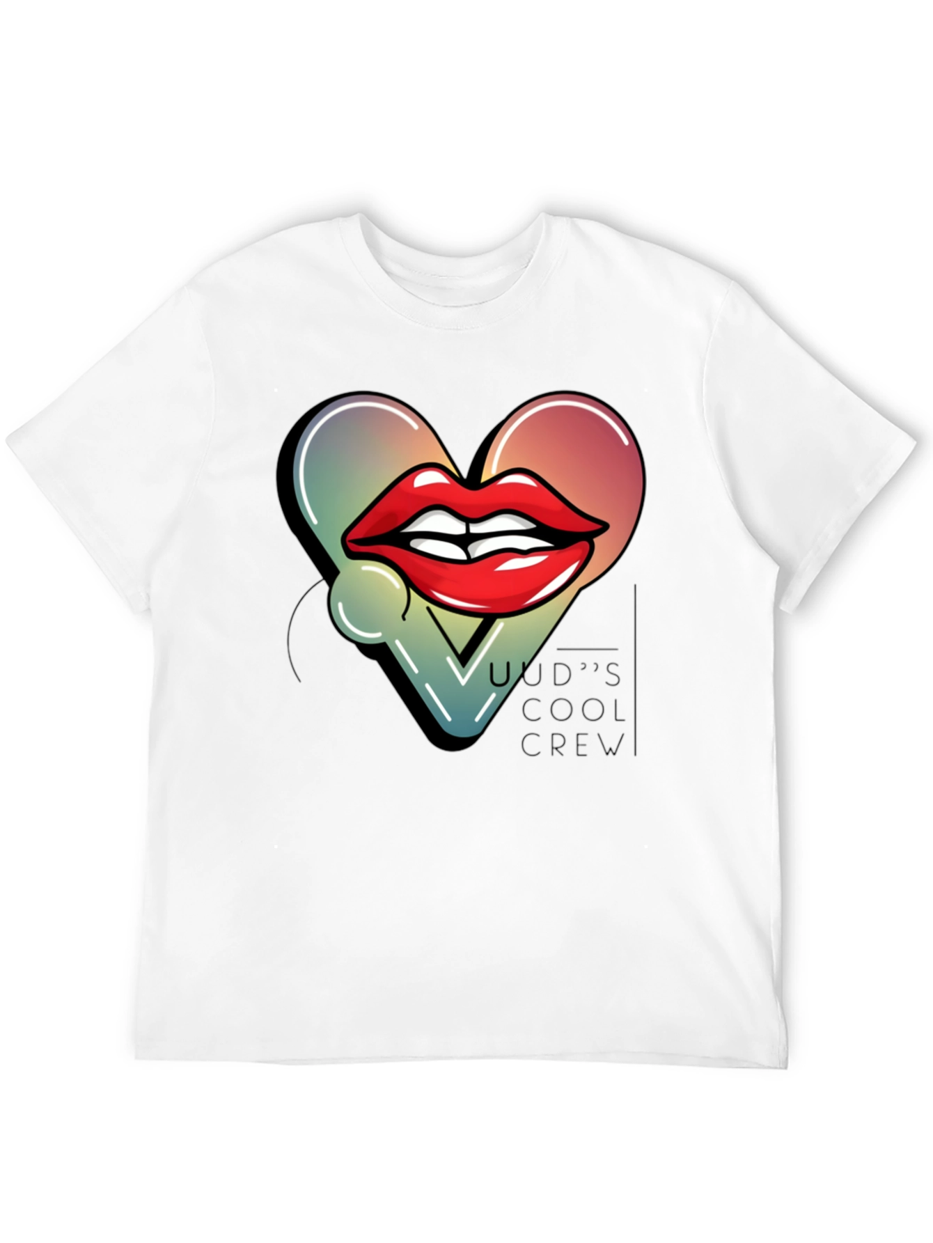 Trendy Lips Heart Graphic Black T-Shirt