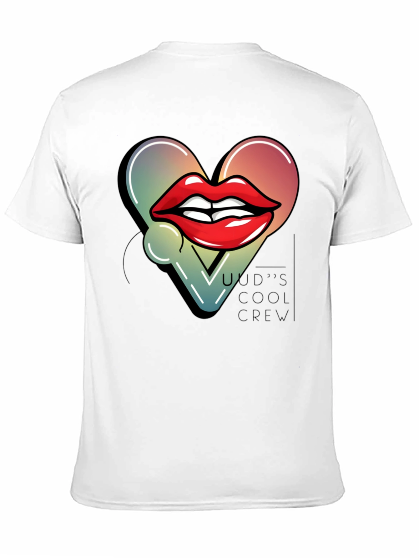 Trendy Lips Heart Graphic Black T-Shirt