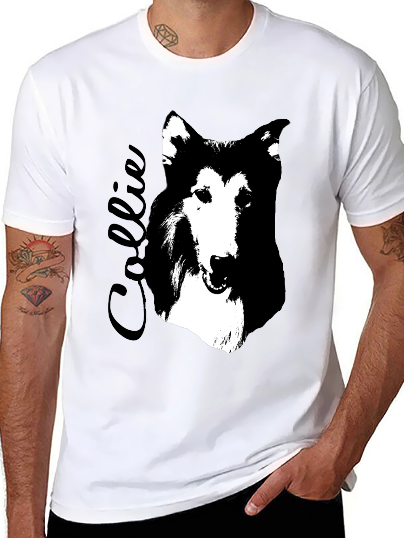 Collie Dog Graphic Print T-Shirt