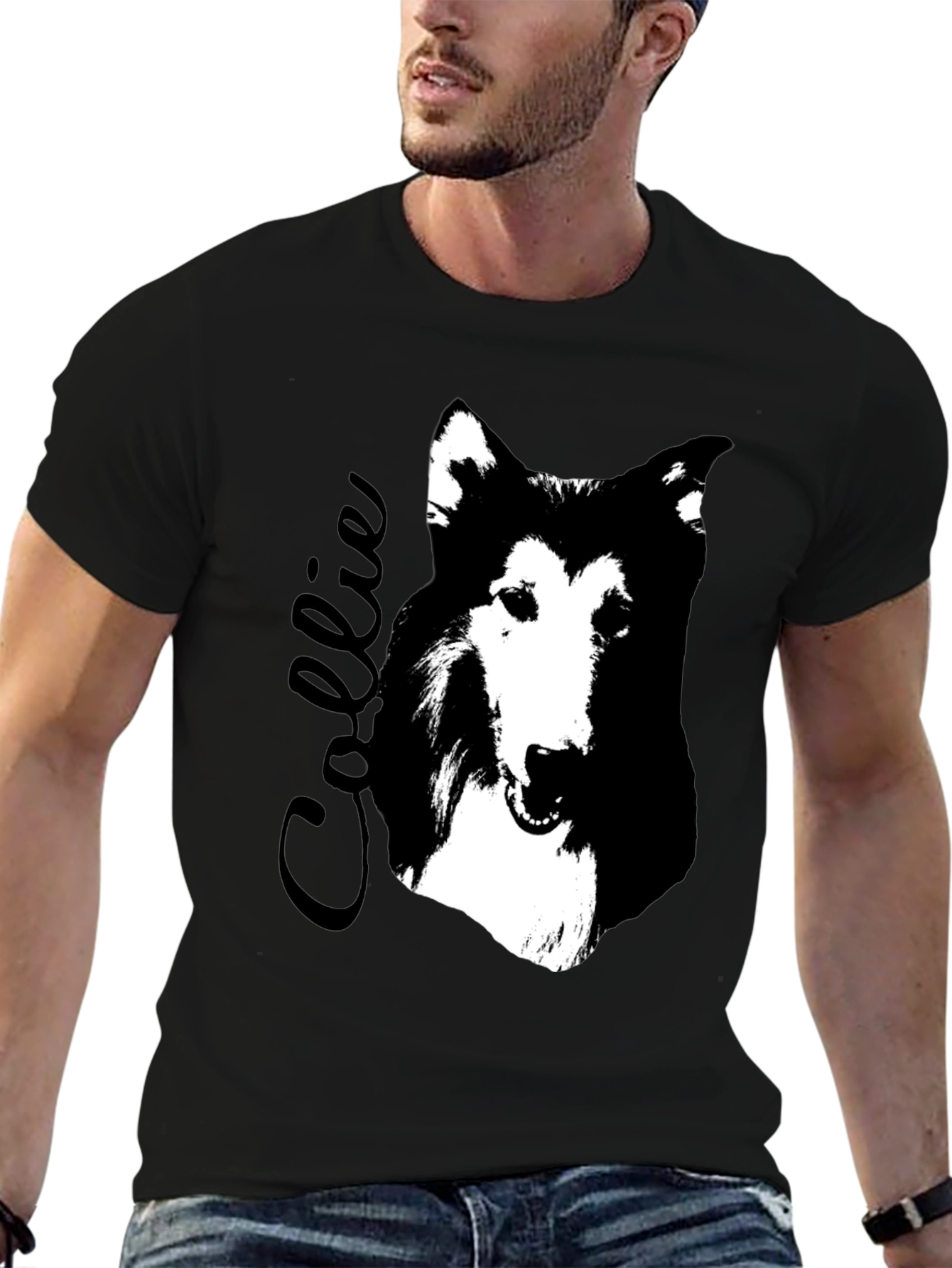 Collie Dog Graphic Print T-Shirt