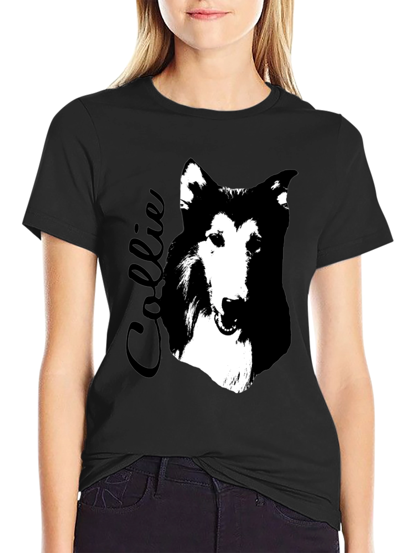 Collie Dog Graphic Print T-Shirt
