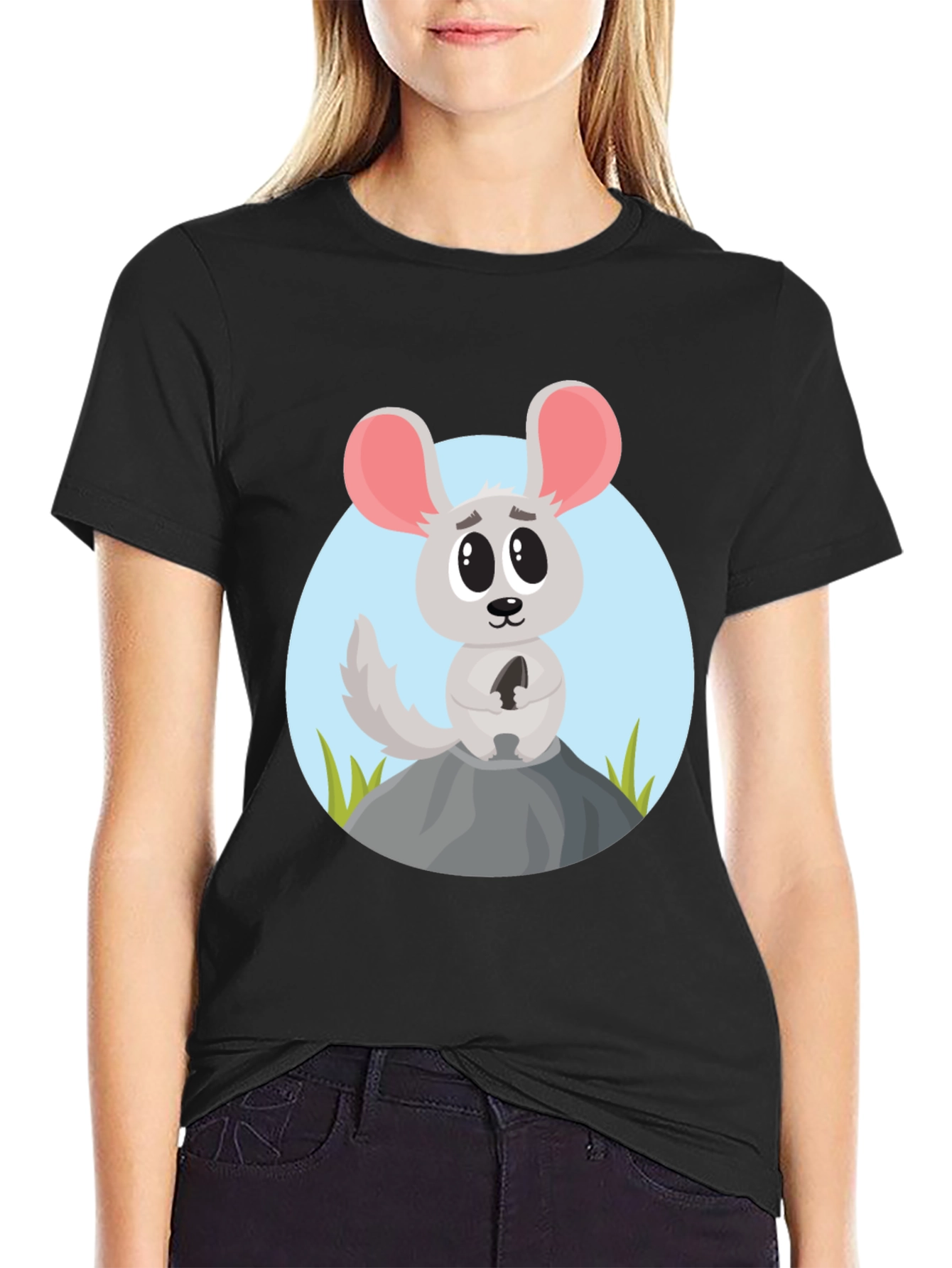 Cartoon Mouse Graphic Tee - Cute Animal Design Shirt