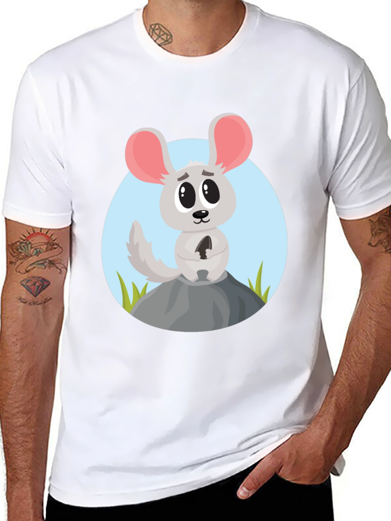 Cartoon Mouse Graphic Tee - Cute Animal Design Shirt