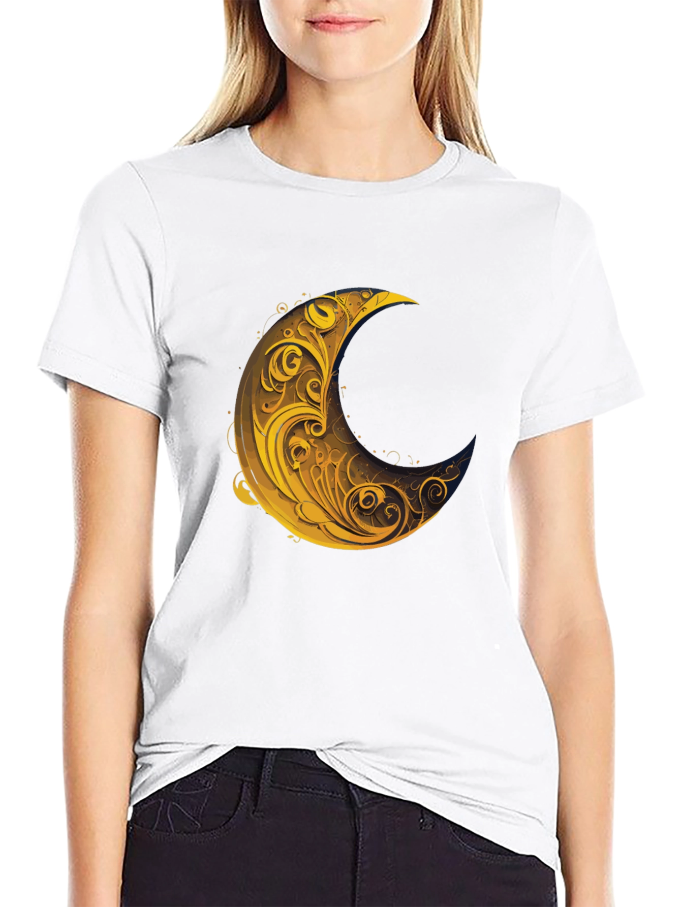 Crescent Moon Graphic Tee - Stylish Black T-Shirt