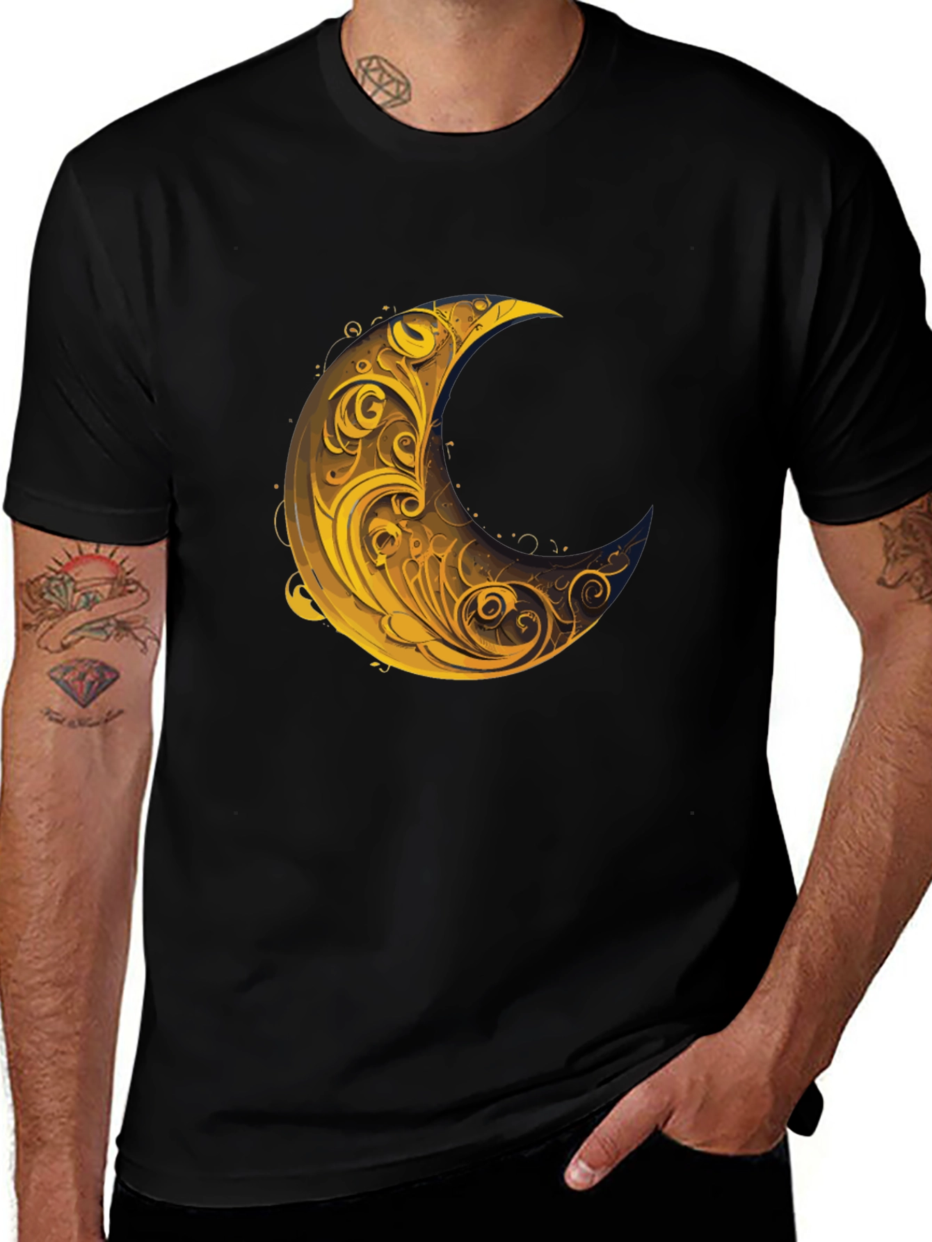 Crescent Moon Graphic Tee - Stylish Black T-Shirt