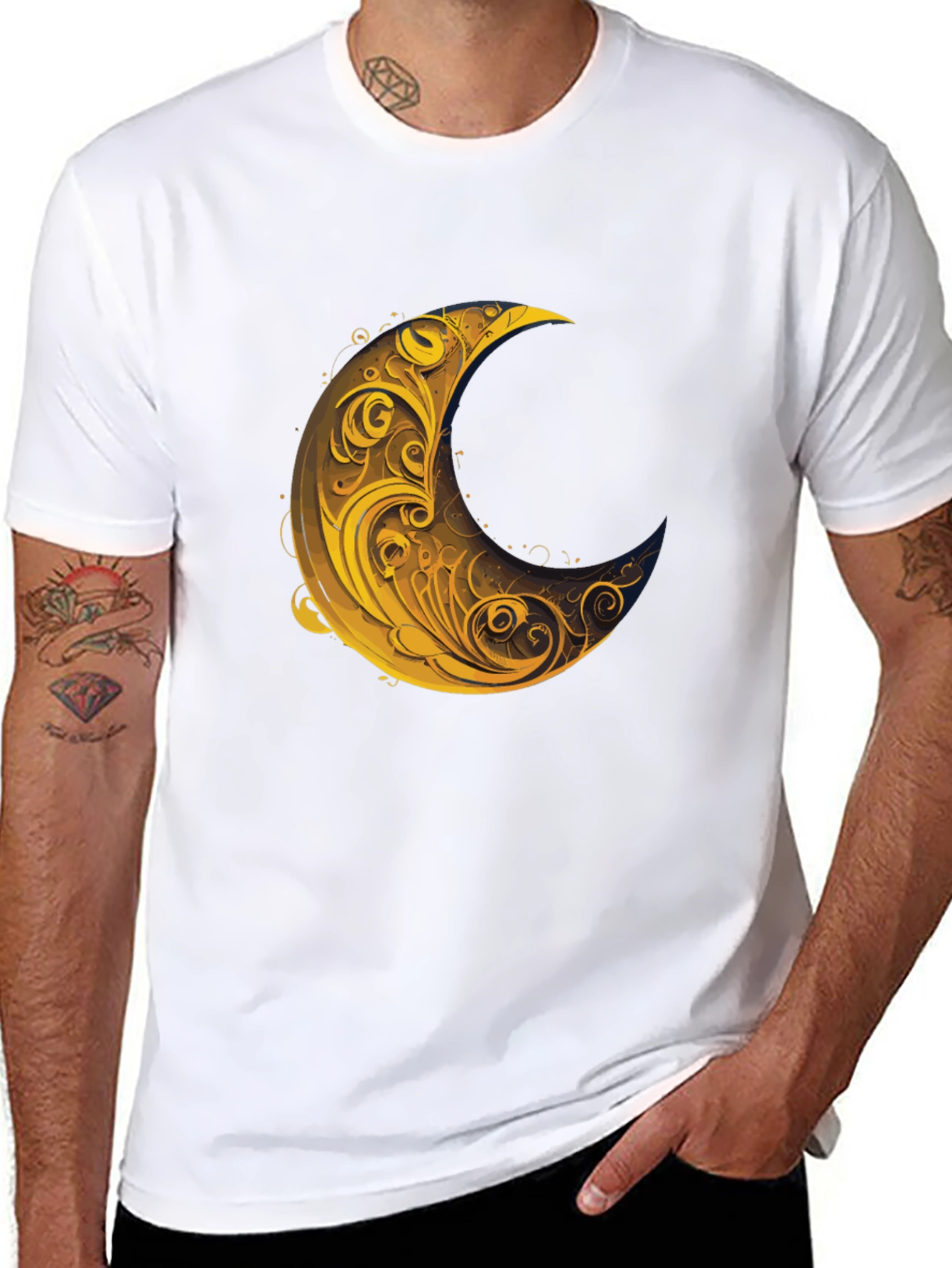 Crescent Moon Graphic Tee - Stylish Black T-Shirt