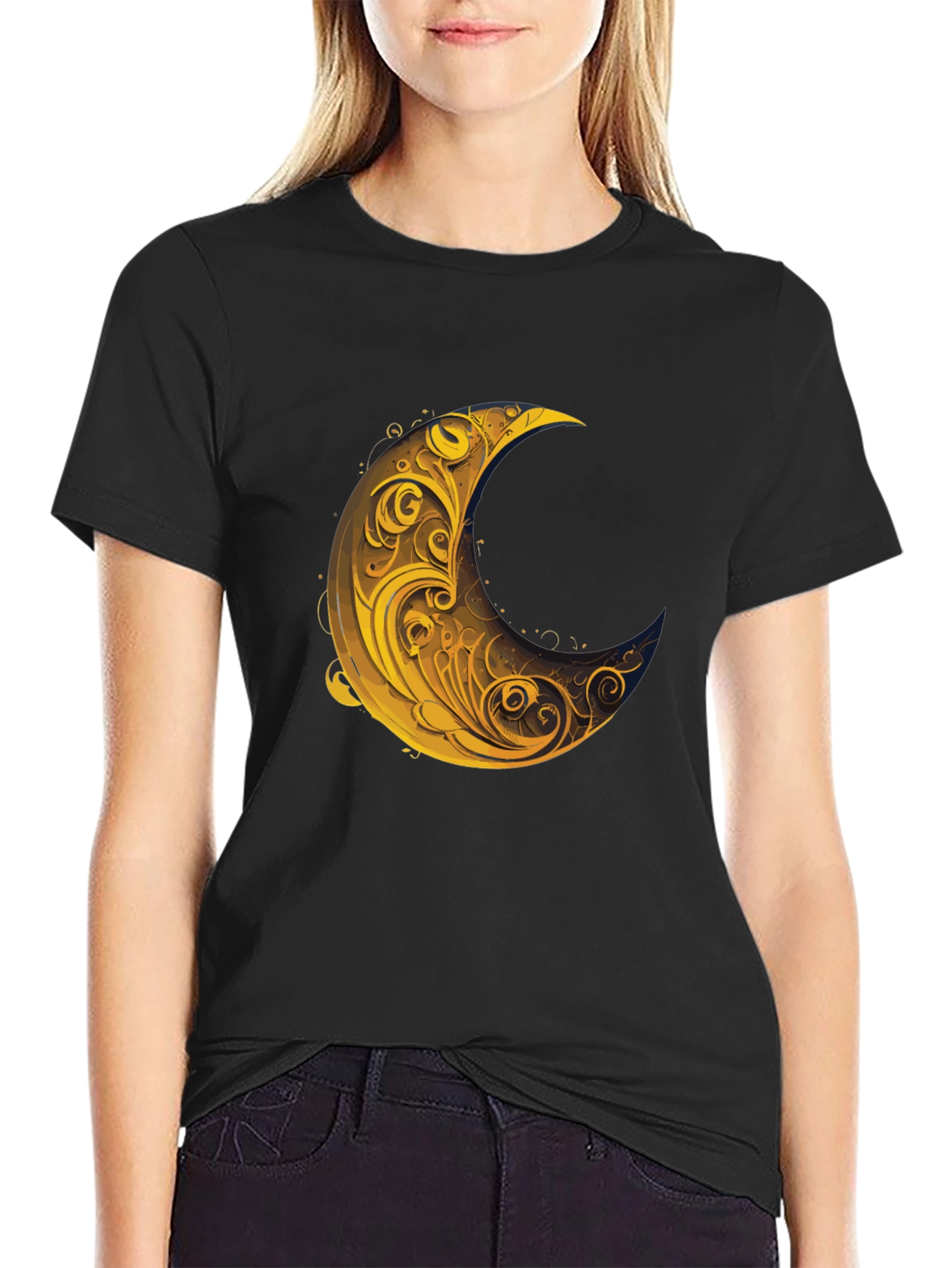 Crescent Moon Graphic Tee - Stylish Black T-Shirt