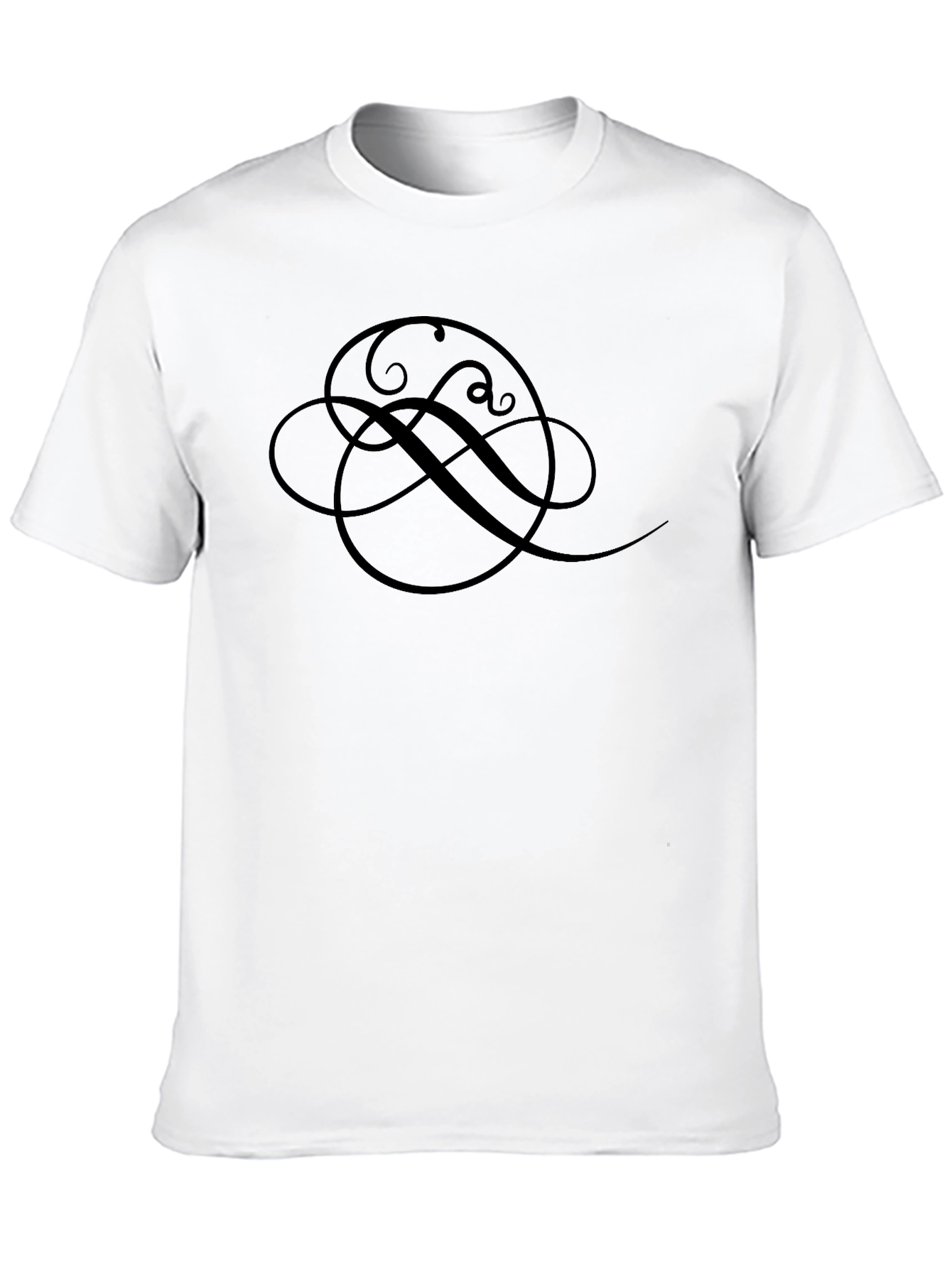 Elegant Swirl Graphic Black T-Shirt