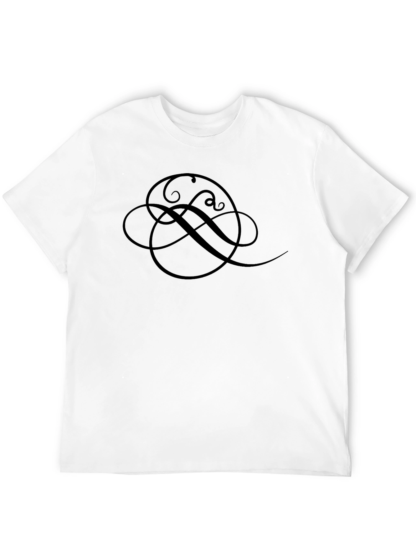 Elegant Swirl Graphic Black T-Shirt