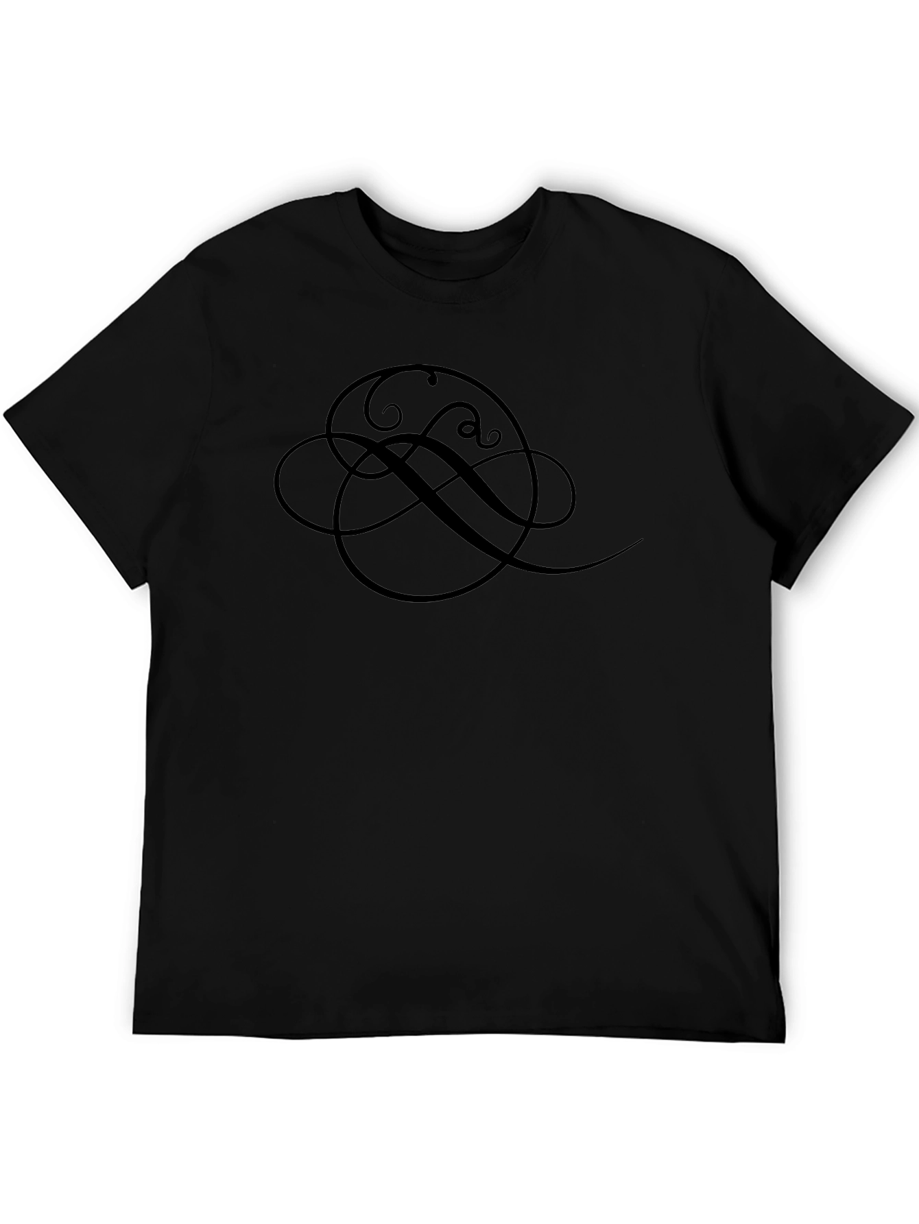 Elegant Swirl Graphic Black T-Shirt