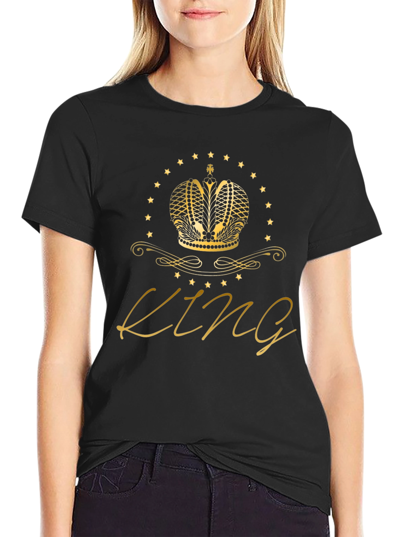 King Graphic Tee - Golden Crown Design