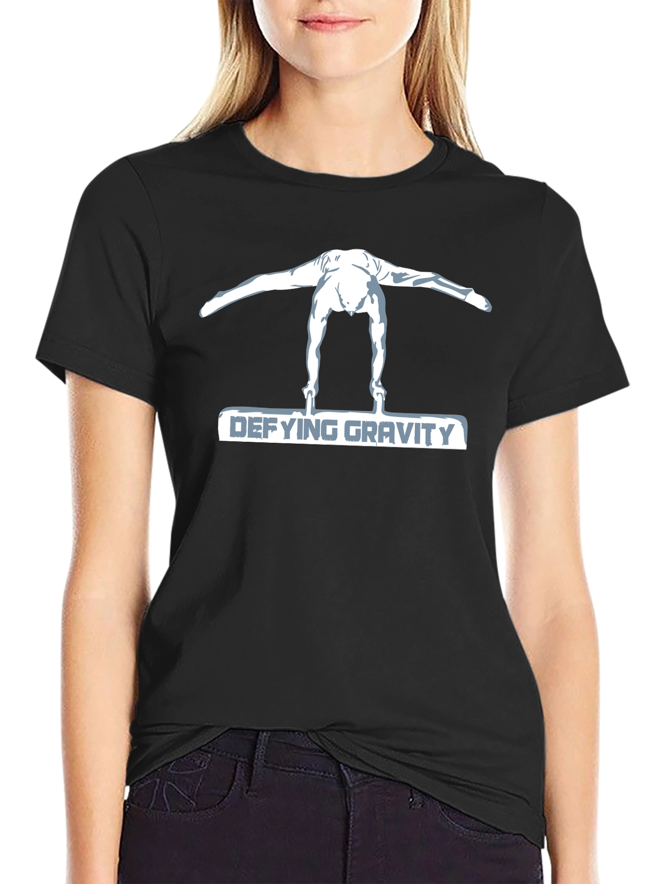 Defying Gravity Gymnastics Tee - Black Cotton T-Shirt