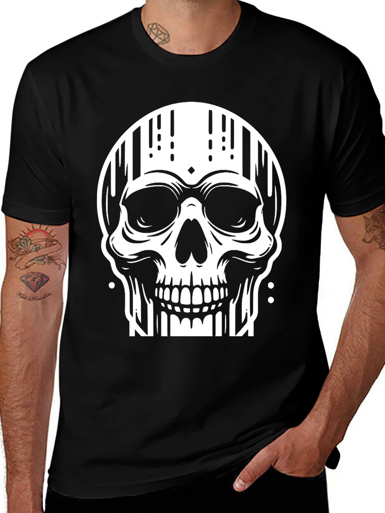 Edgy Skull Graphic Tee - Stylish Black Cotton T-Shirt