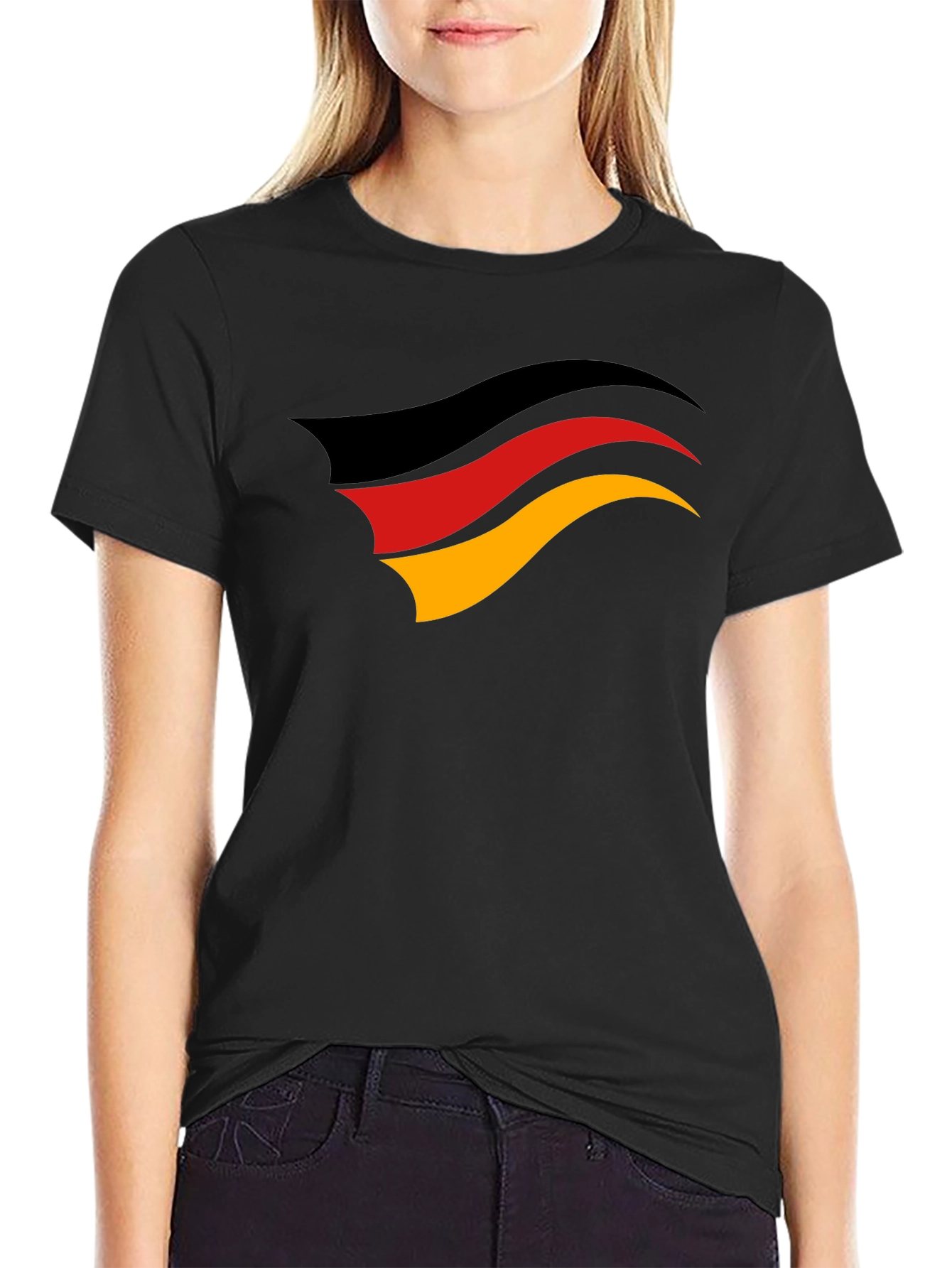 Germany Flag Graphic Tee - Black Cotton T-Shirt