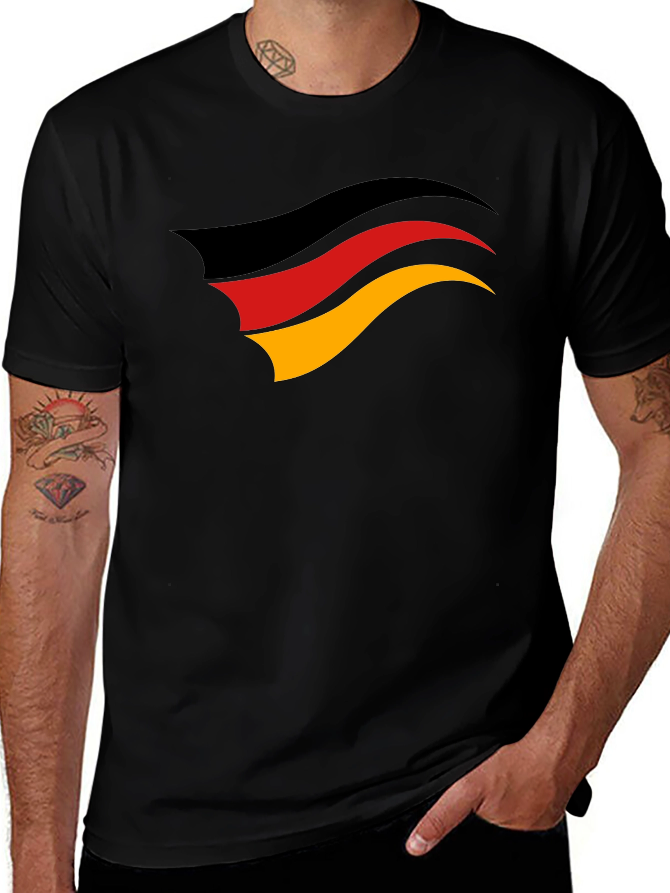 Germany Flag Graphic Tee - Black Cotton T-Shirt